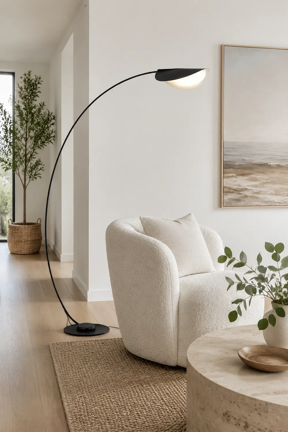 Edge Modern Arch Metal Floor Lamp, Black Bedroom/Living Room - Lumpaz