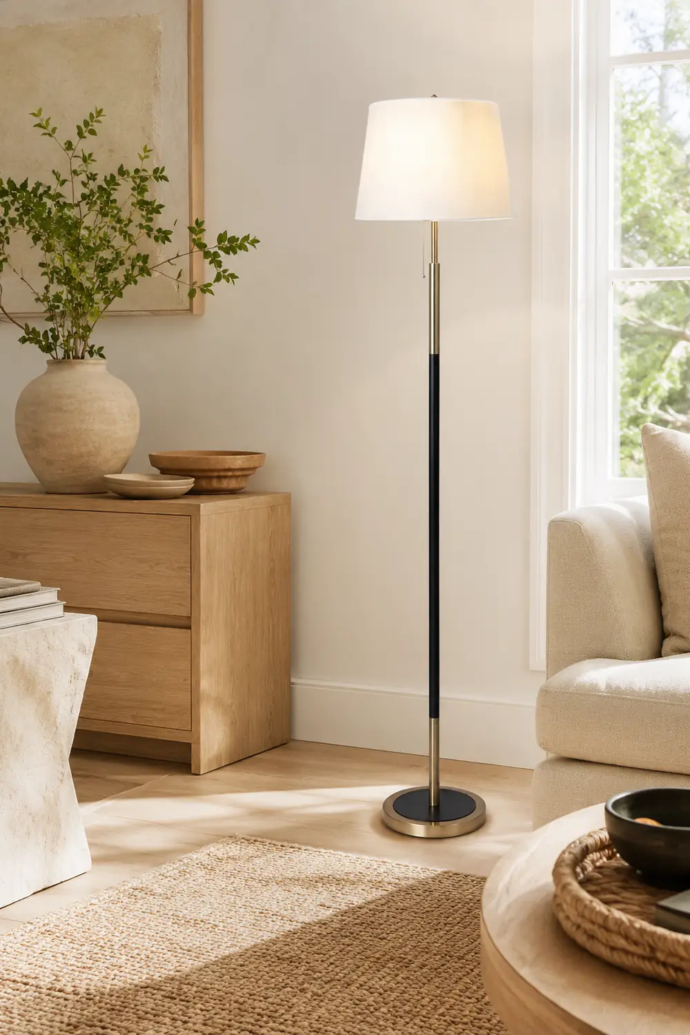Eryn Modern Cylinder Metal Fabric Floor Lamp, 4 Color - Lumpaz