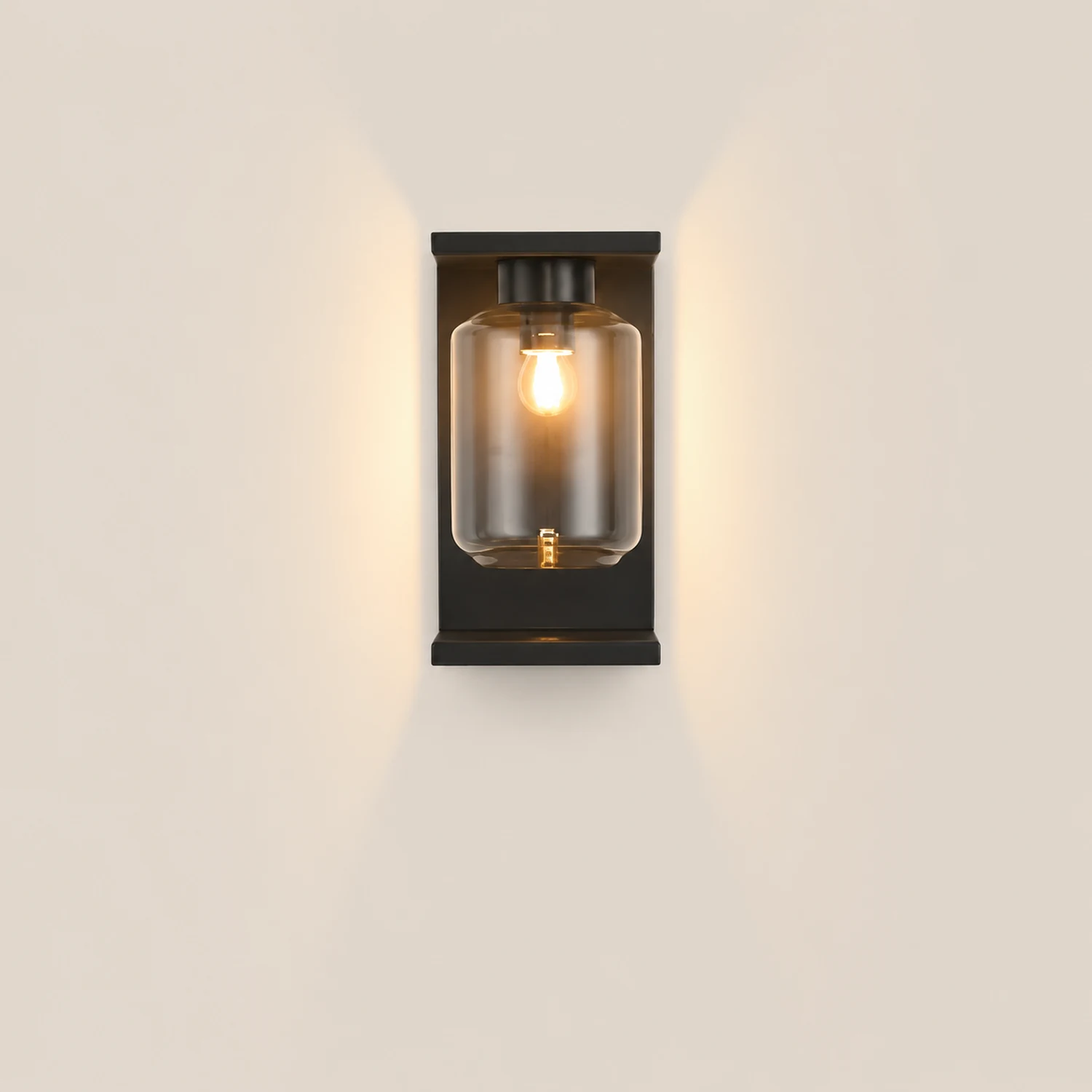 Outdoor Waterproof LED Glass Black Modern Solar Wall Lights with Remote - Lumpaz