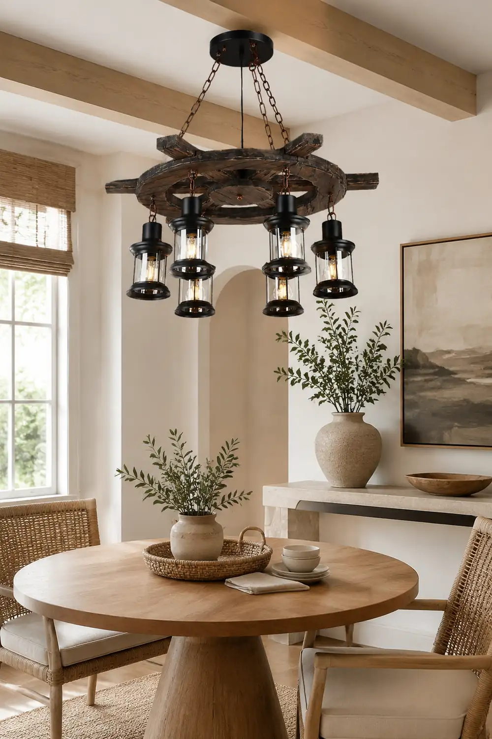 Austin Pendant Light, Wood & Metal, 31" - Lumpaz