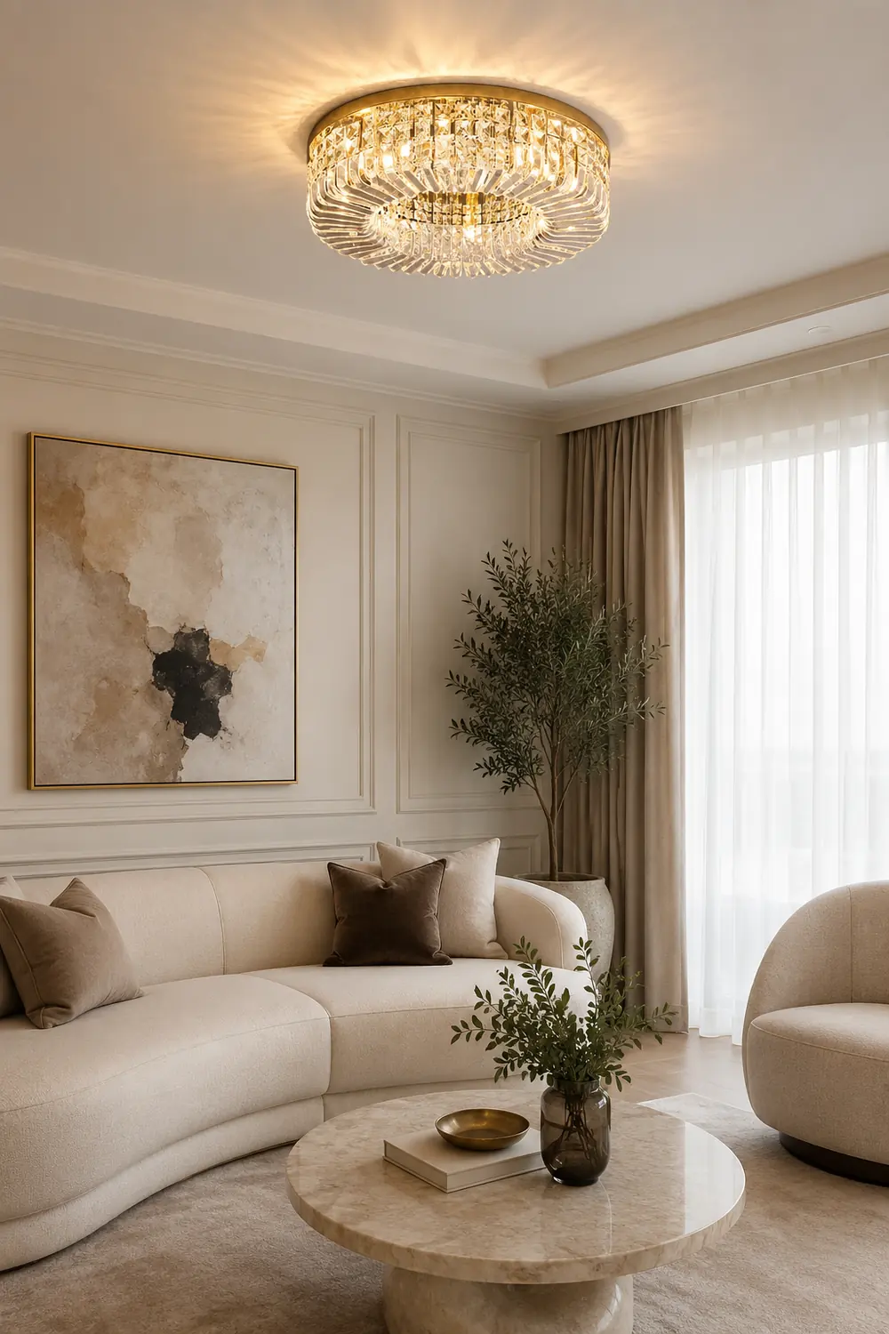 Marilyn Luxury Flush Mount Metal/Crystal Ceiling Light - Lumpaz
