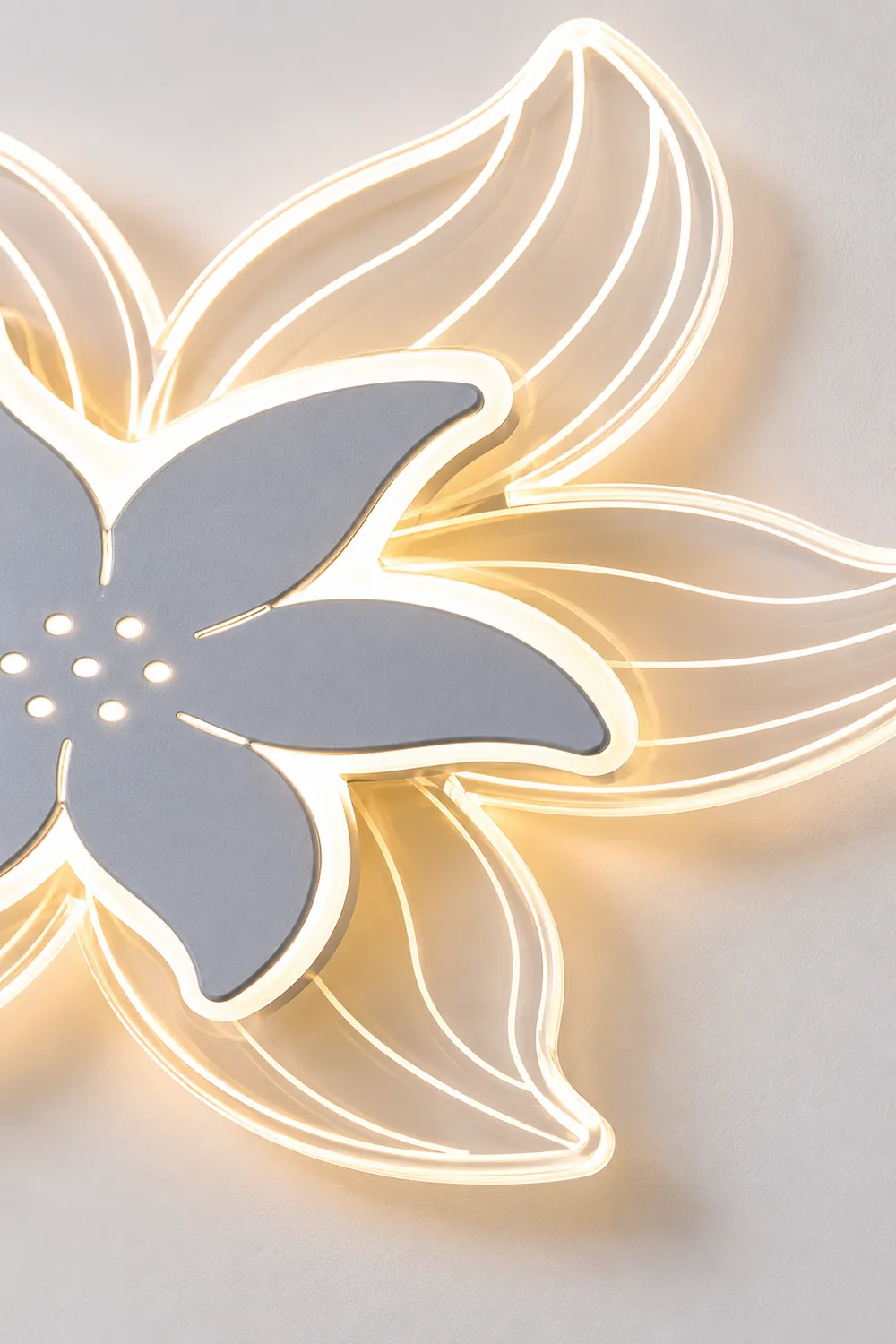 Hana Designer Flower Shape White Flush Mount Ceiling Light, White - Lumpaz