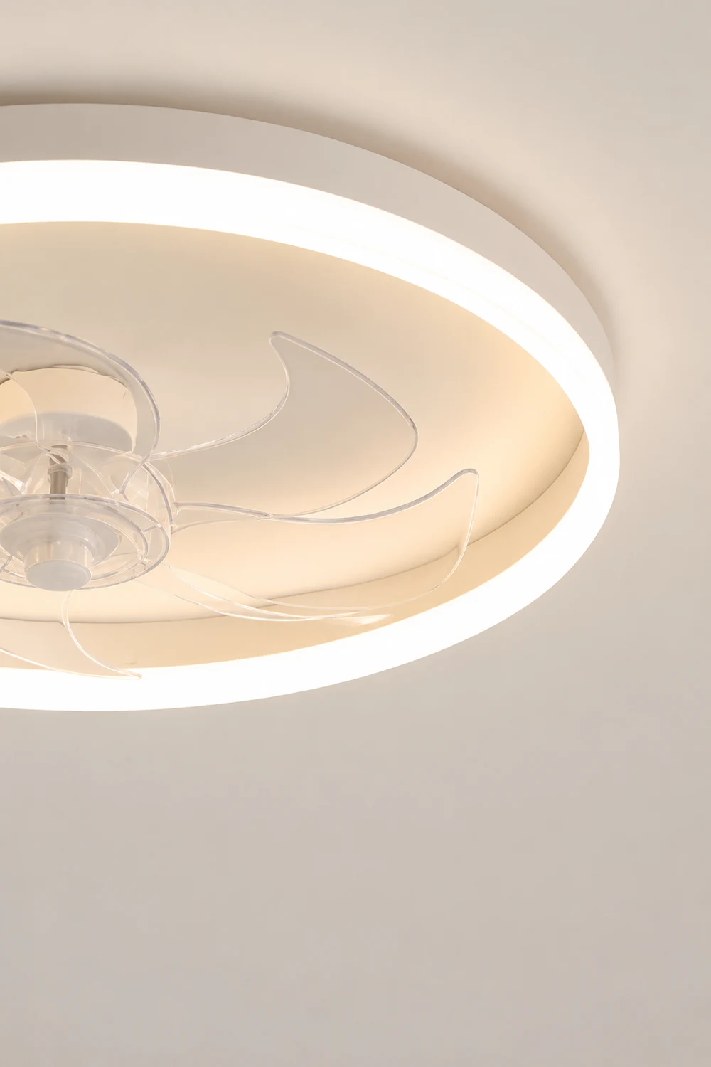 Edge 7-Blade Ring White Ceiling Fan with Light, DIA 16"/20"/24" - Lumpaz