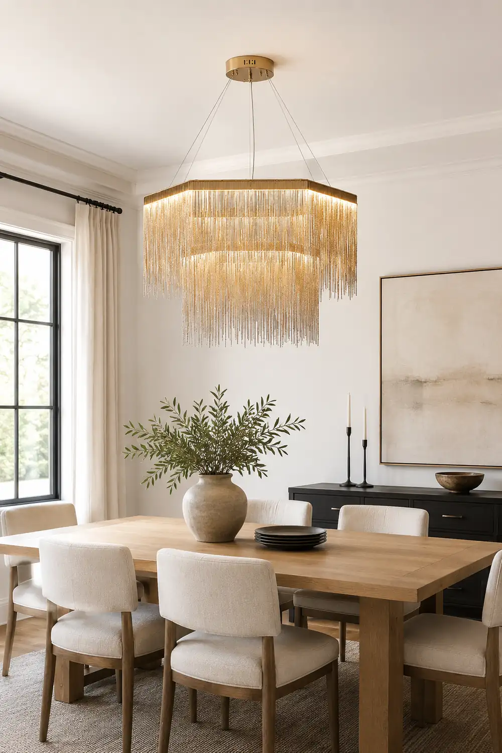 Colon Pendant Light Tassel Luxury, Chain Metal, Gold/Silver, Living Room - Lumpaz