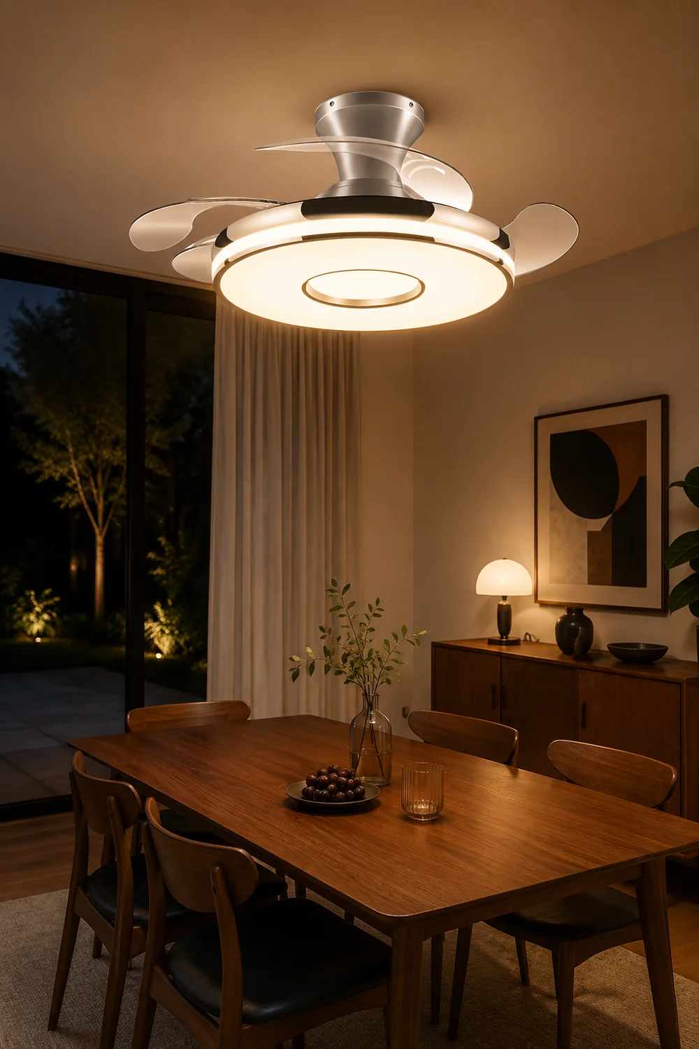 Quinn Ceiling Fan with Light, 2 Color, L 35.8"/42.5"/48" - Lumpaz