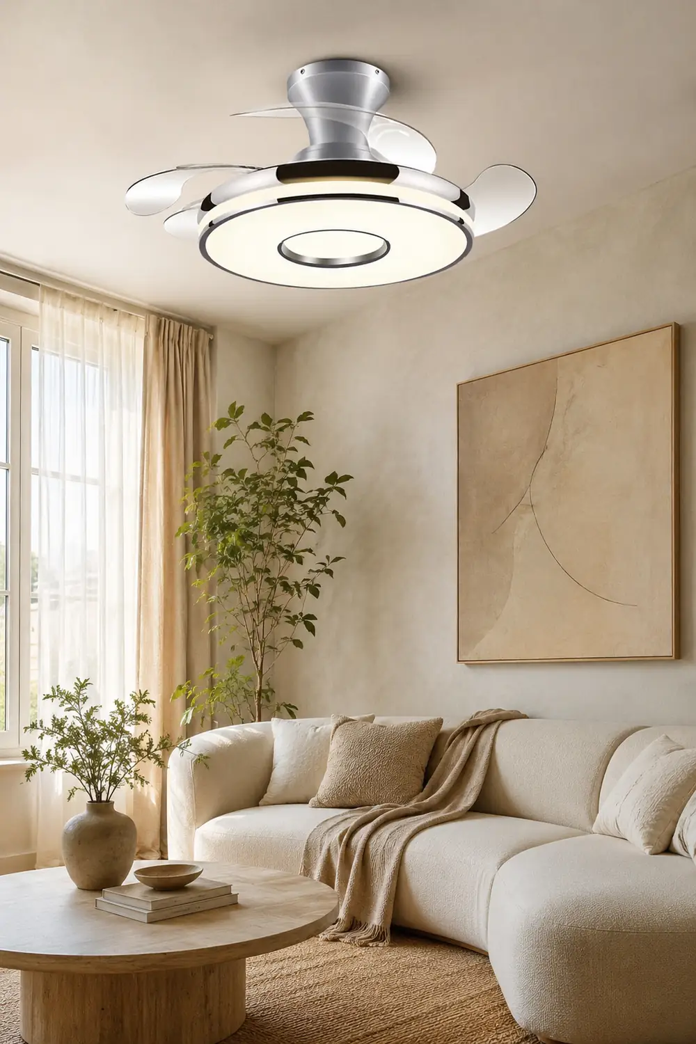 Quinn Ceiling Fan with Light, 2 Color, L 35.8"/42.5"/48" - Lumpaz