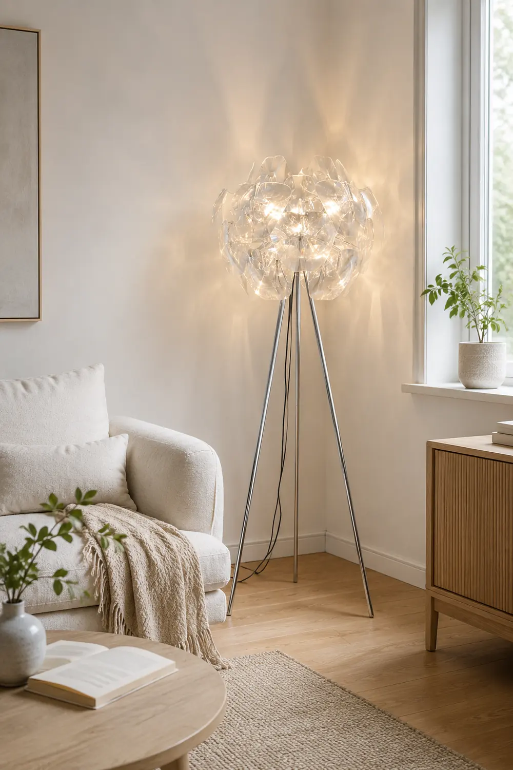 Bella Luxury Flower Metal/Acrylic Floor Lamp, Living Room - Lumpaz