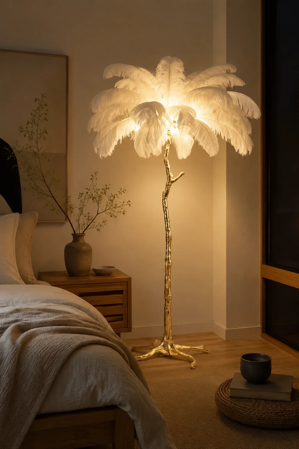 O'Moore Nordic Luxury Unique Ostrich Feather Floor Lamp/Table Lamp - Lumpaz