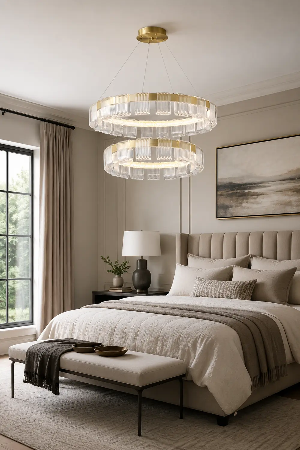Evette Modern Acrylic Ring Pendant Light, White/Gold - Lumpaz