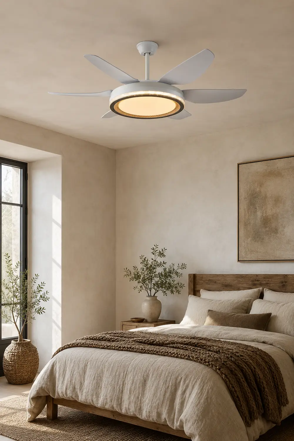 Haydn 6-Blade Modern Basic DC Ceiling Fan with Light, 51'' - Lumpaz