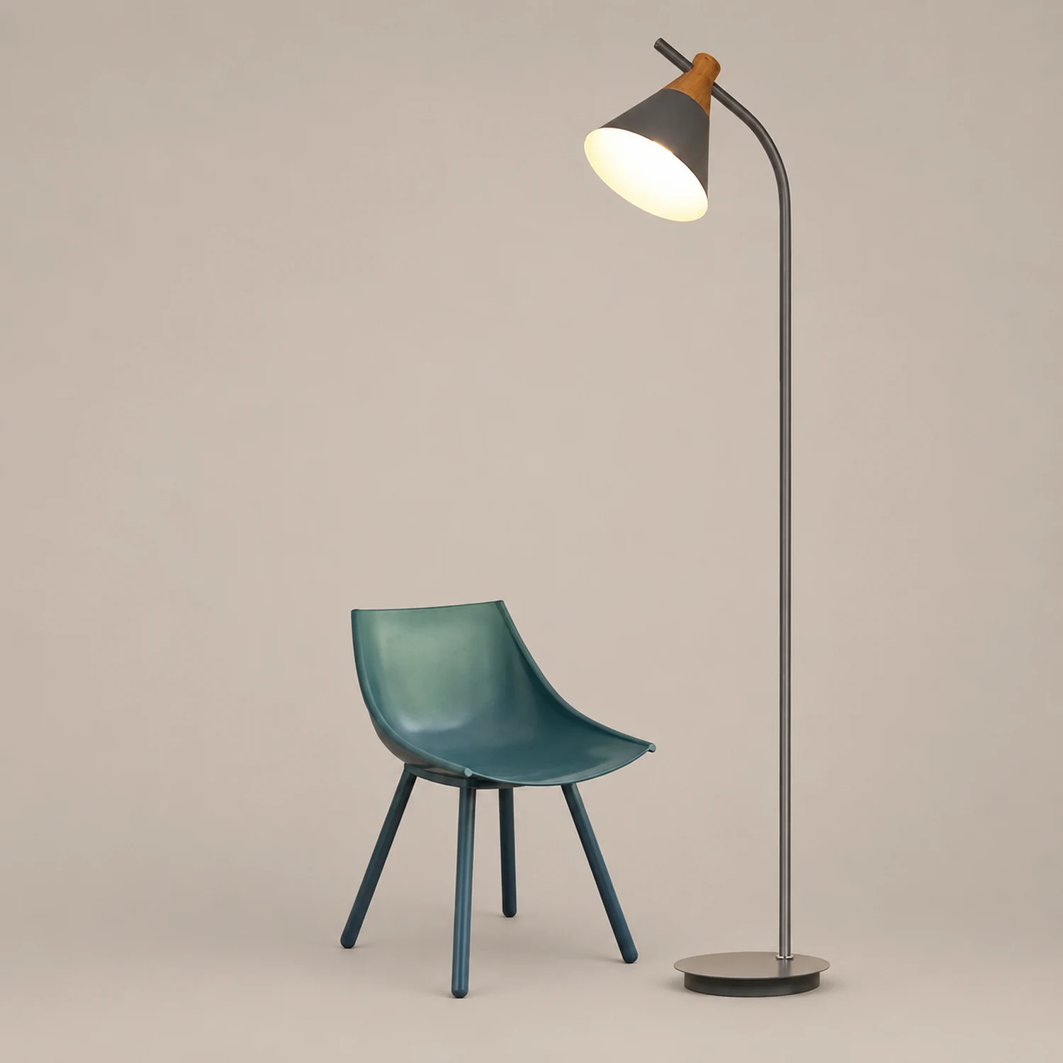 Morandi Floor Lamp, Bedroom & Living Room, Gray & Pink & Yellow, Metal - Lumpaz