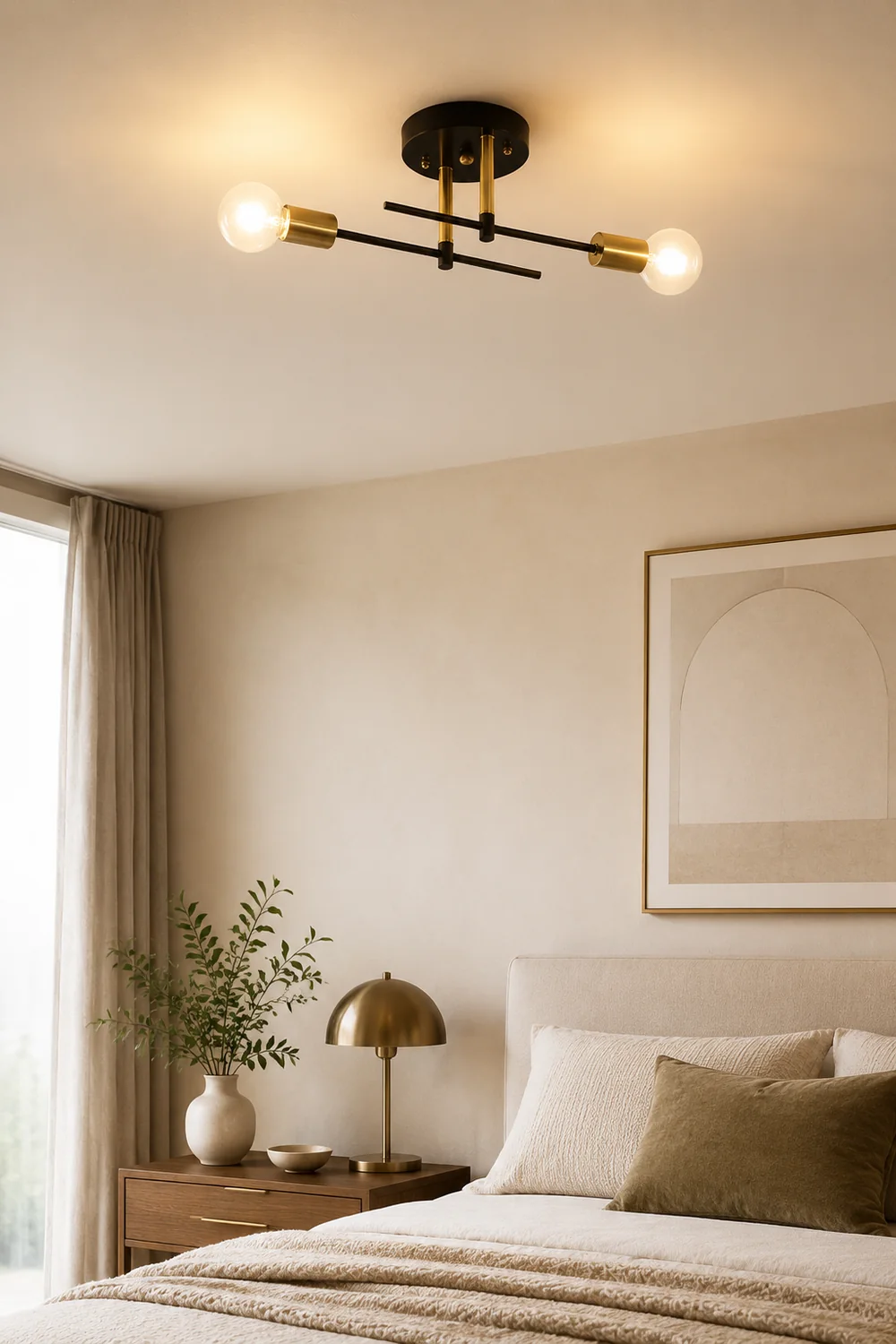 Valentina Flush Mount Ceiling Light Globe Modern, Metal/Glass, Balck, Dining Room - Lumpaz
