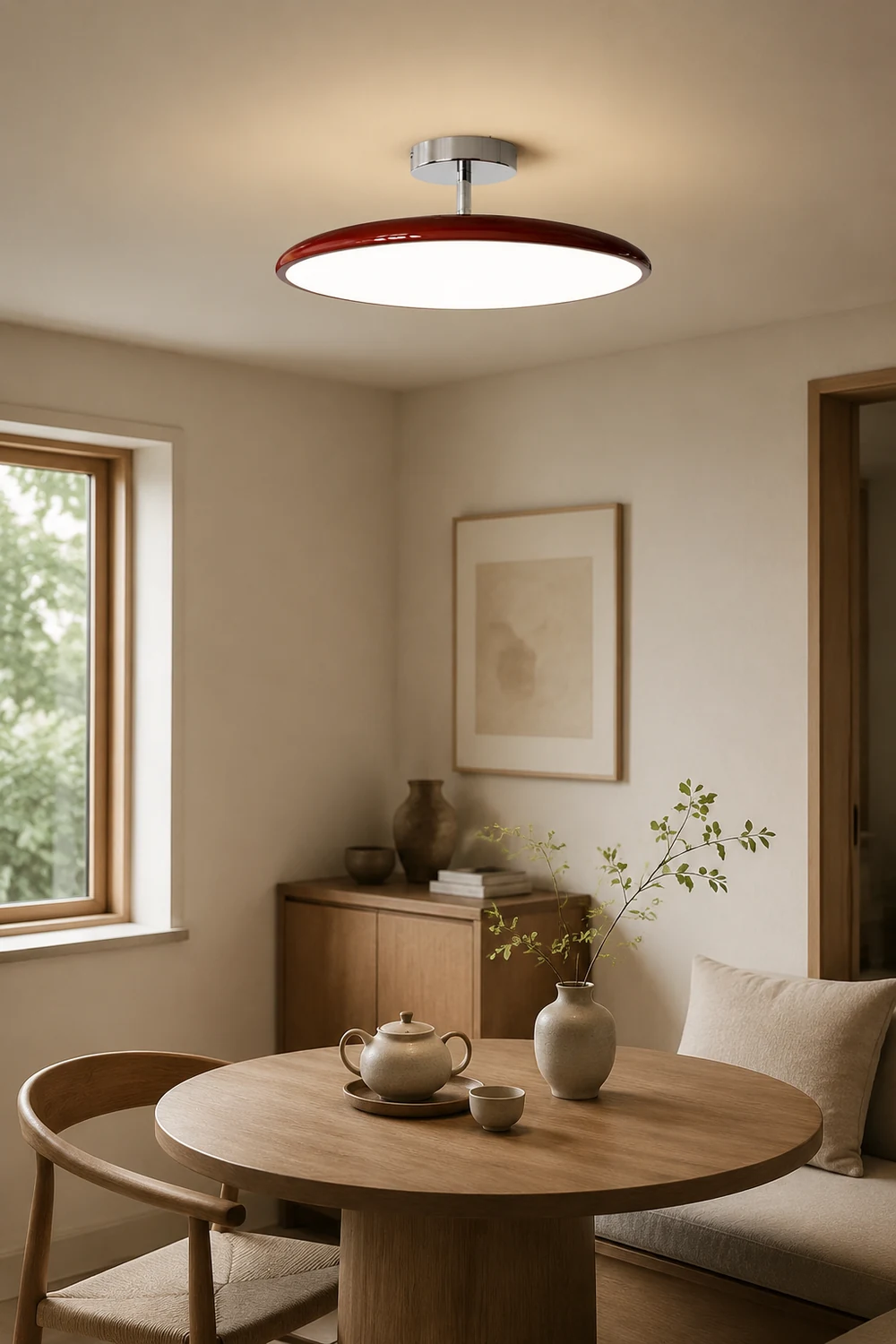 Valentina Vintage Flush Mount Ceiling Light Metal Red/White/Green LED Bedroom - Lumpaz