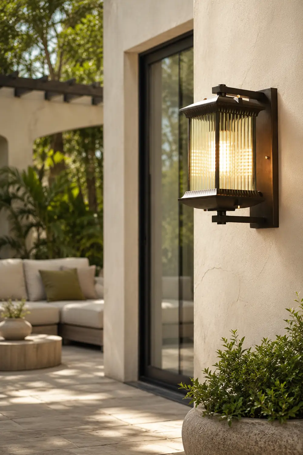 Outdoor Waterproof Creative Glass Shade Brown Retro Exterior Wall Lights - Lumpaz