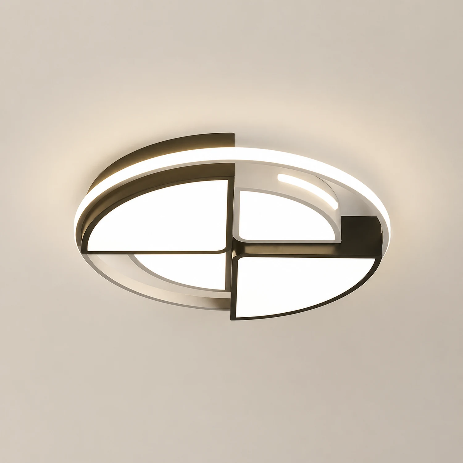 Quinn Modern Round Flush Mount Ceiling Light, Black&White - Lumpaz
