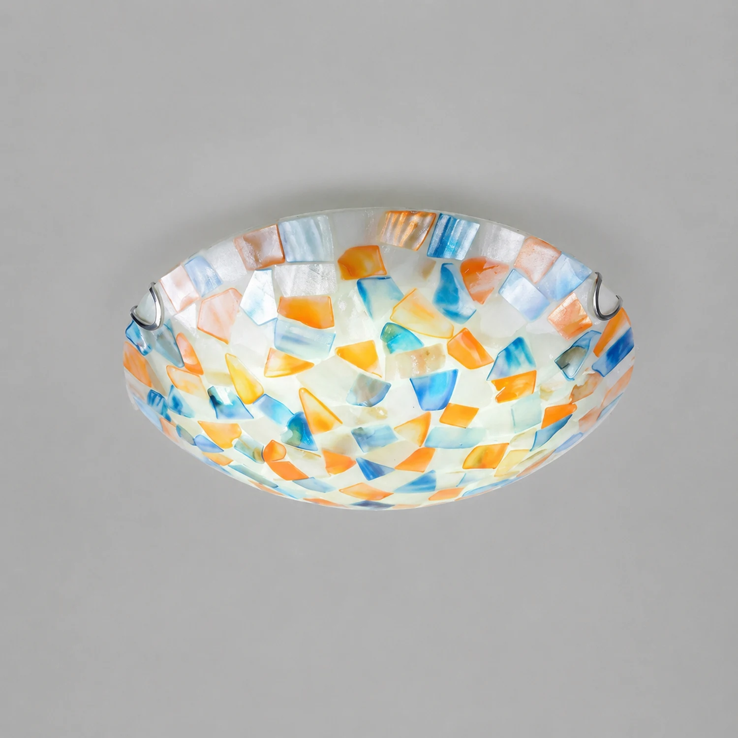 Morandi Modern Semi-Globe Metal/Shell LED Flush Mount Ceiling Light White/Blue/Orange - Lumpaz