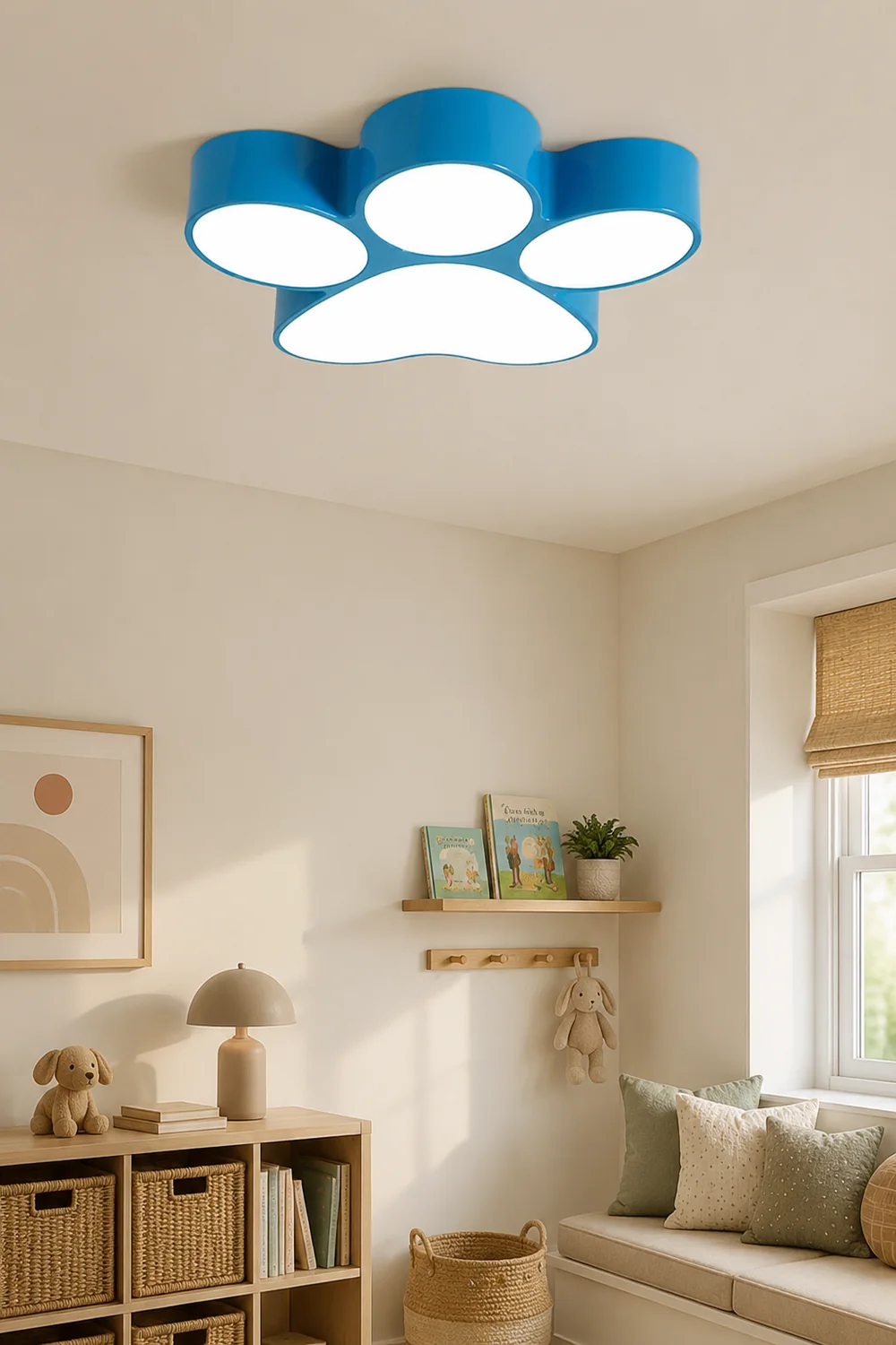 Freja Modern Dog Paw Acrylic Children Ceiling Flush Mount Light - Lumpaz
