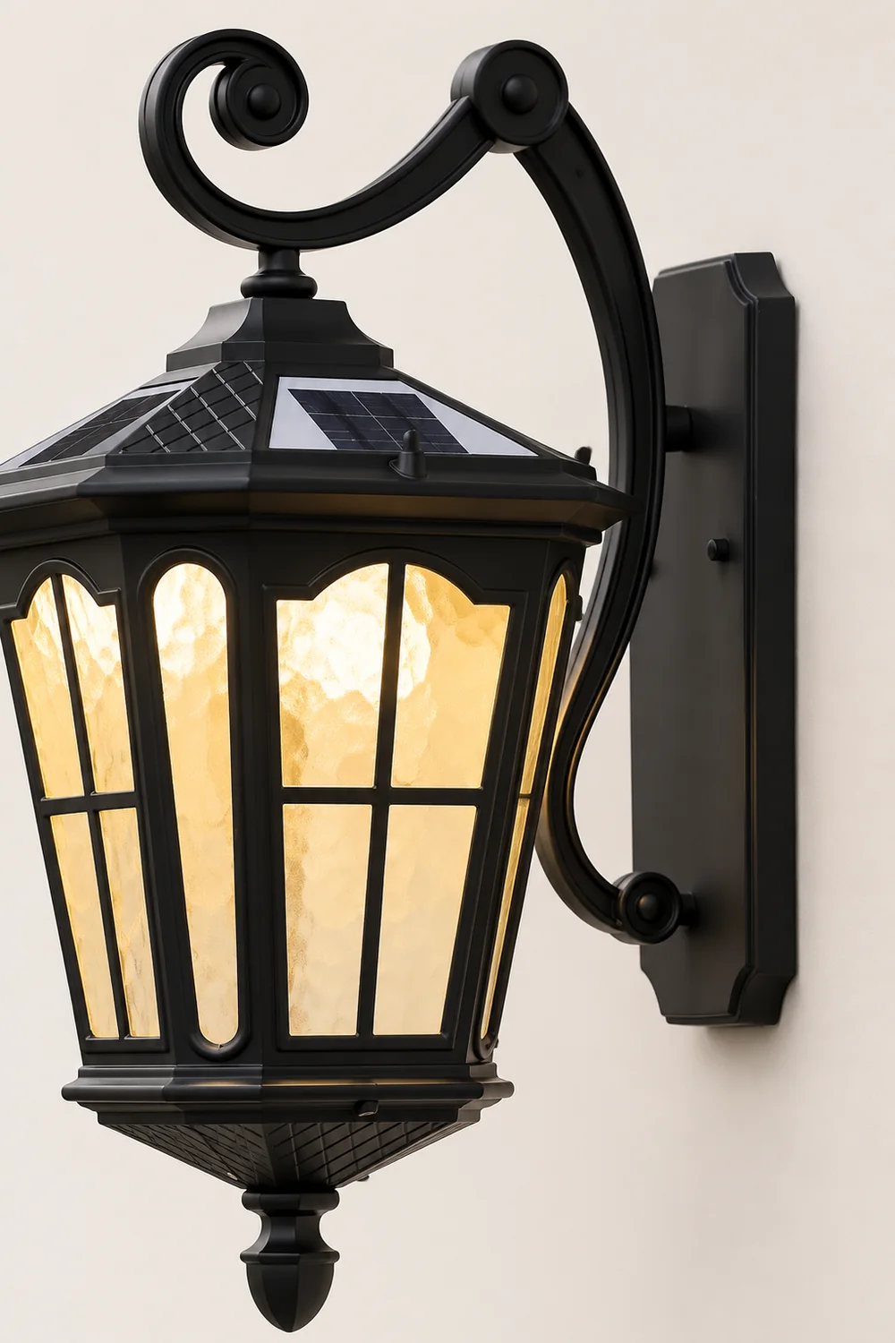 Retro Waterproof LED Aluminum Black Vintage Solar Outdoor Wall Light - Lumpaz