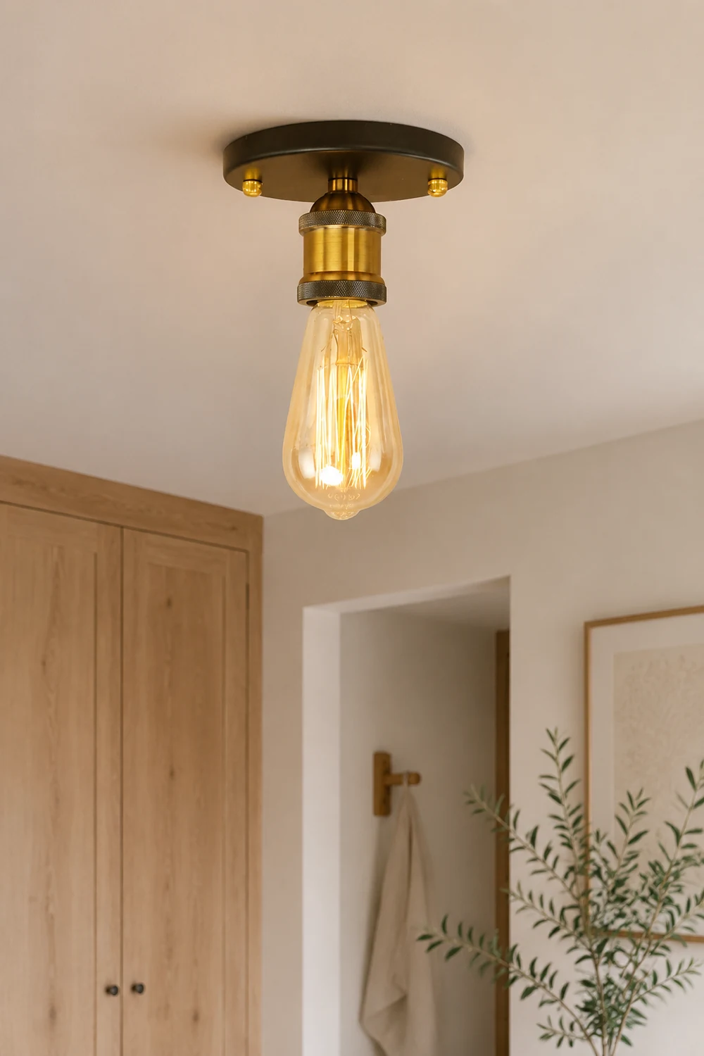 Alessio Retro Vintage Bulb Semi-Flush Mount Ceiling Light - Lumpaz