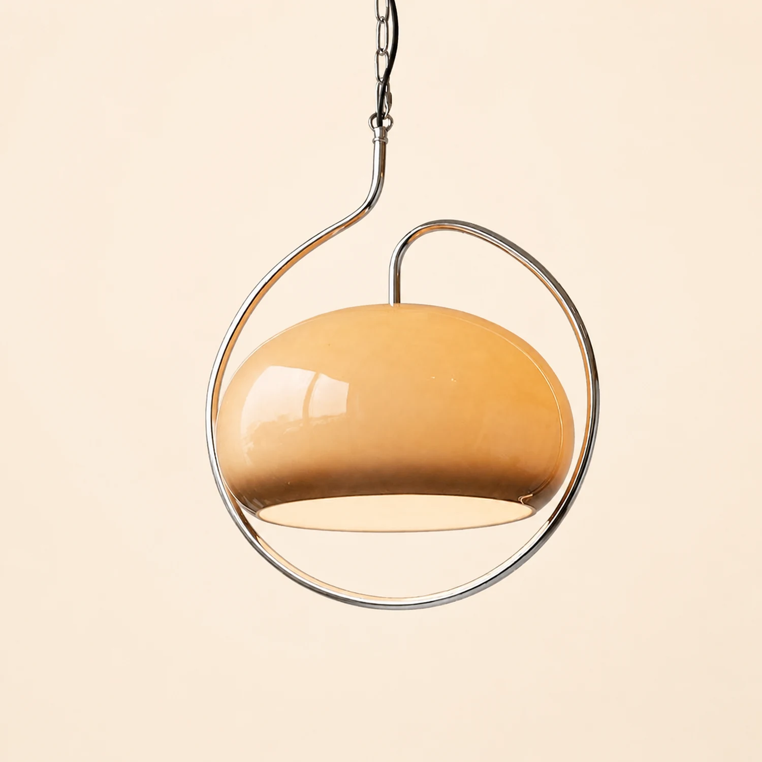 Hailie Retro Glass Pendant Light, Brown/White - Lumpaz