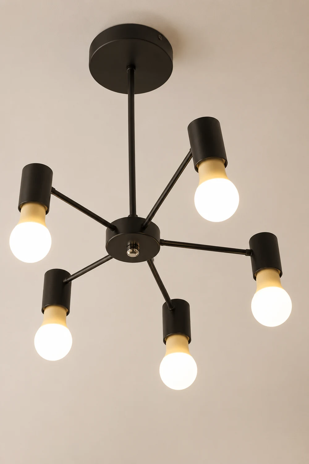 Valentina Industrial Semi Metal Flush Mount Ceiling Light, Black/White, Living Room - Lumpaz