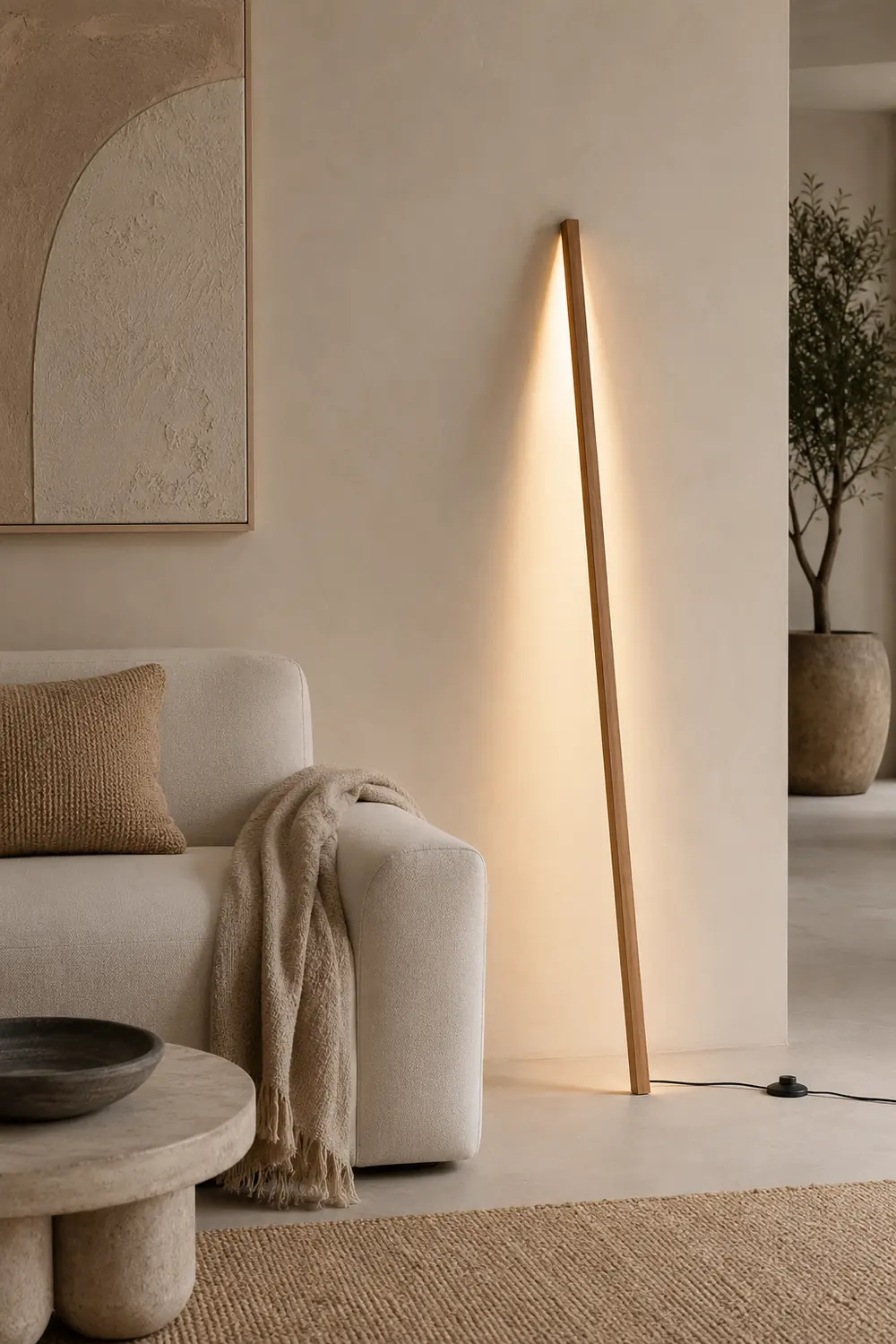 Ozawa Minimalist Linear Wooden 2 Color Floor Lamp - Lumpaz