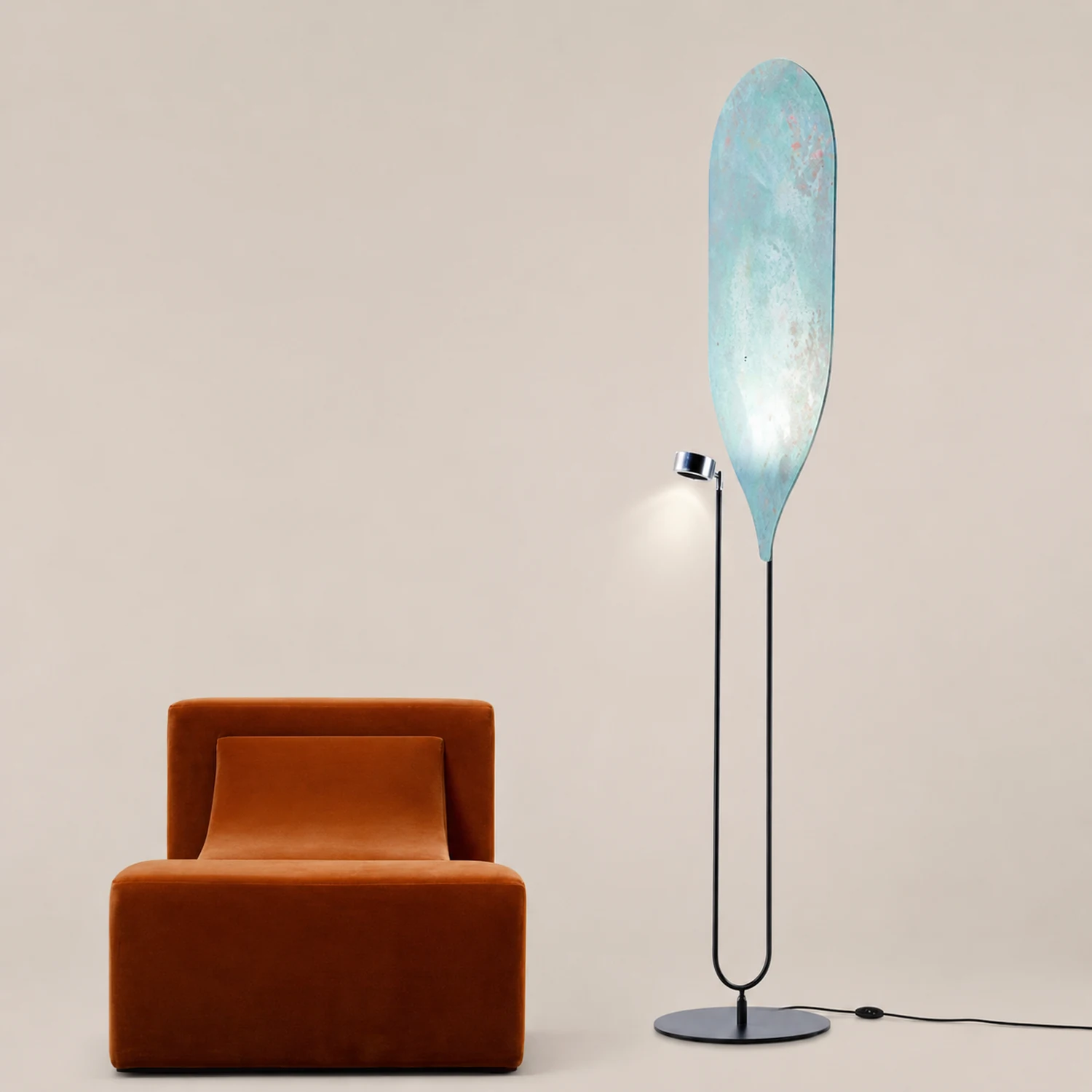 Salgado LED Floor Lamp, Metal, Reddish Brown/Aqua Blue - Lumpaz