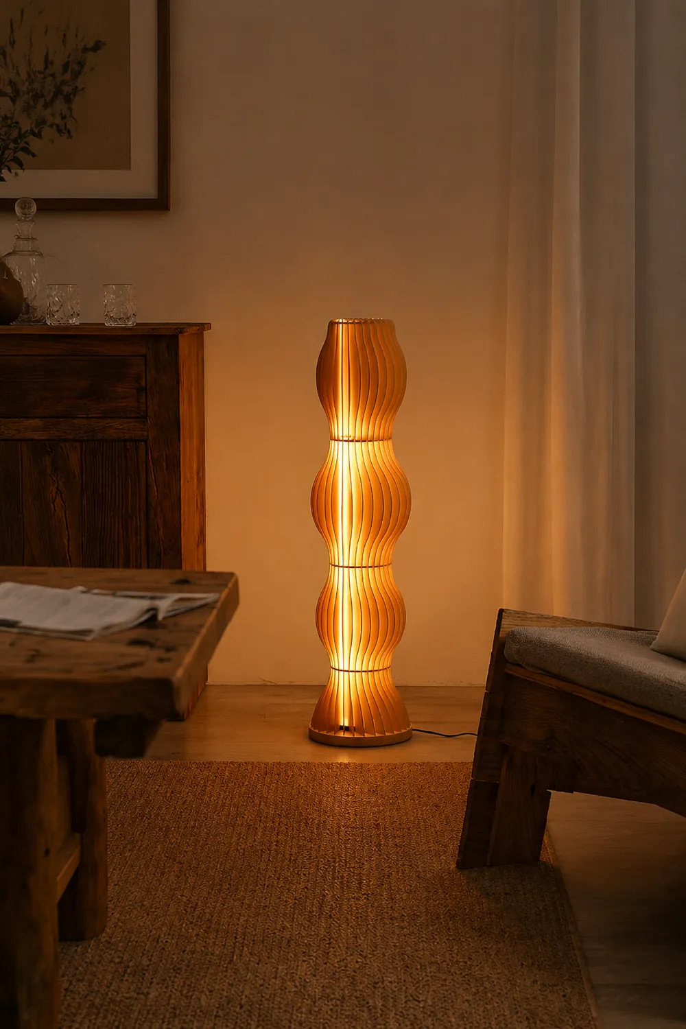 Ozawa Floor Lamp Unique Modern, Wooden Creative - Lumpaz