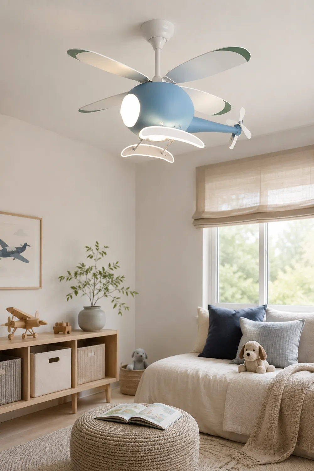 Minori 4-Blade Blue Jet DC Ceiling Fan with Light, Summer, 31.5'' - Lumpaz