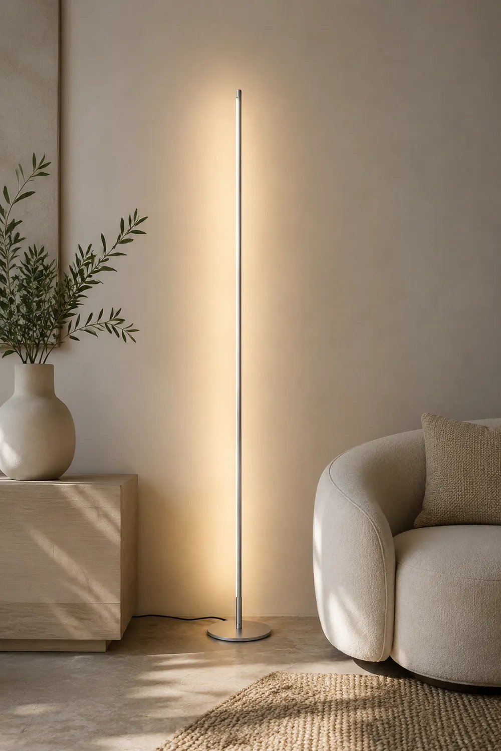 Edge Modern Minimalist Linear Floor Lamp, Metal/Silica Gel, Living Room - Lumpaz