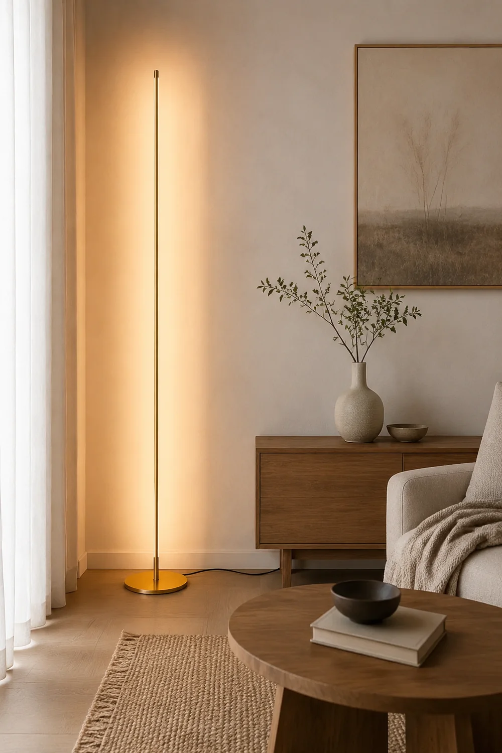 Edge Modern Minimalist Linear Floor Lamp, Metal/Silica Gel, Living Room - Lumpaz
