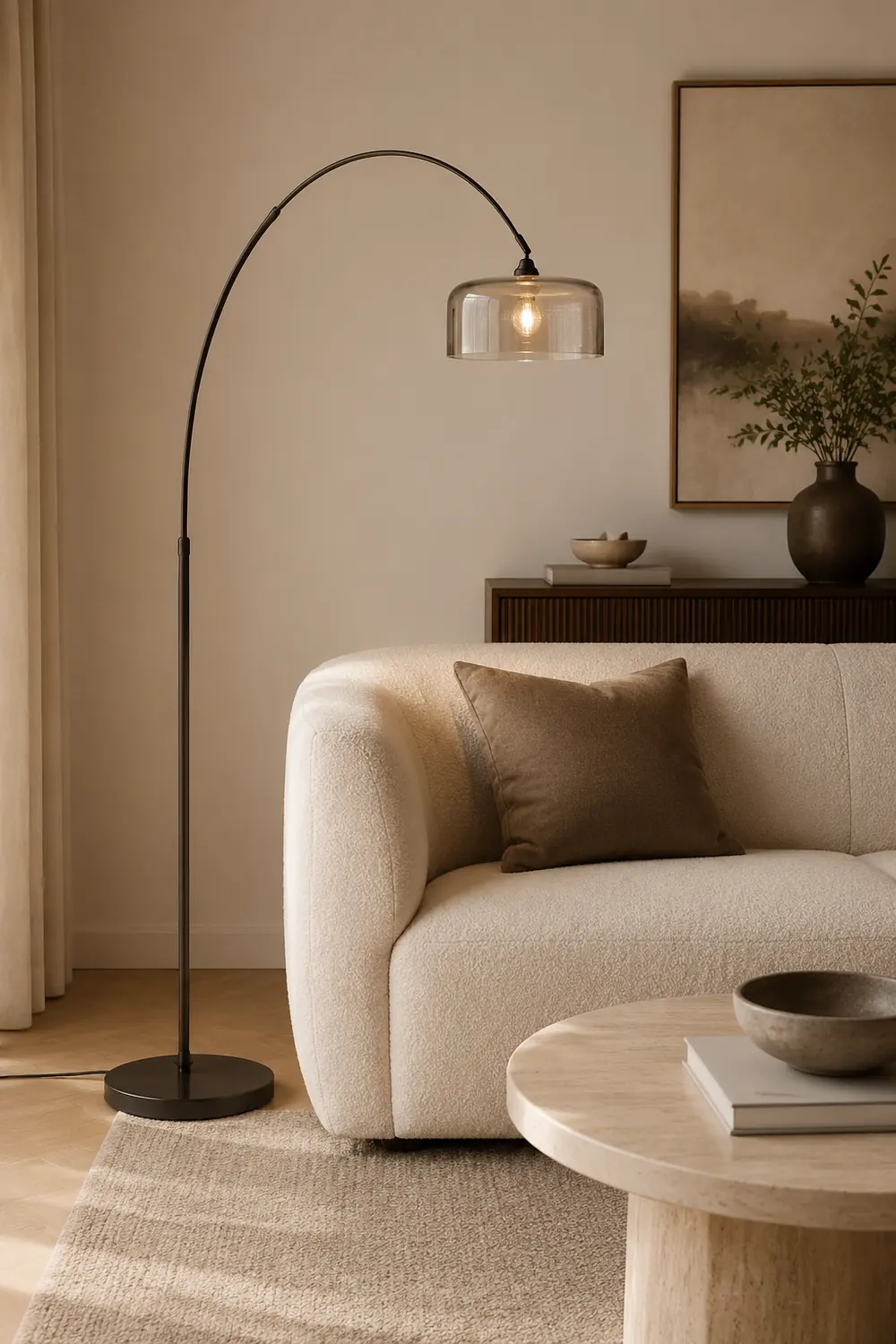 Salgado Modern Arch Cylinder Metal Floor Lamp, Black - Lumpaz