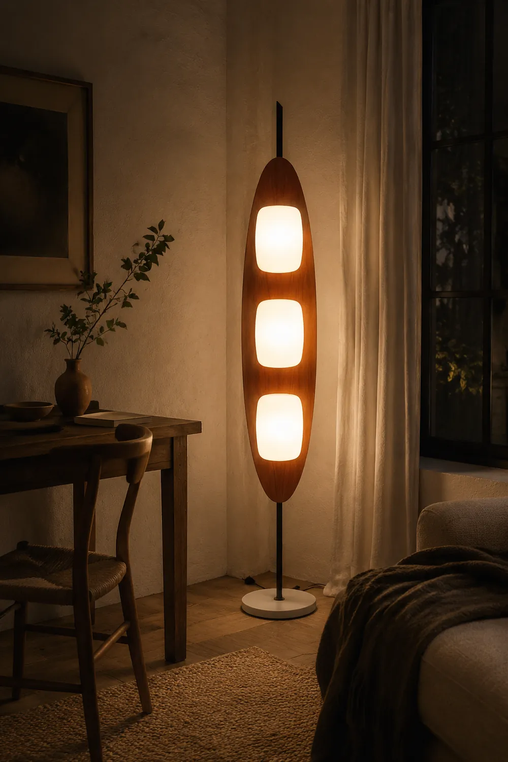 Salgado Leaf Shape Floor Lamp, Metal&Aryclic,Brown - Lumpaz