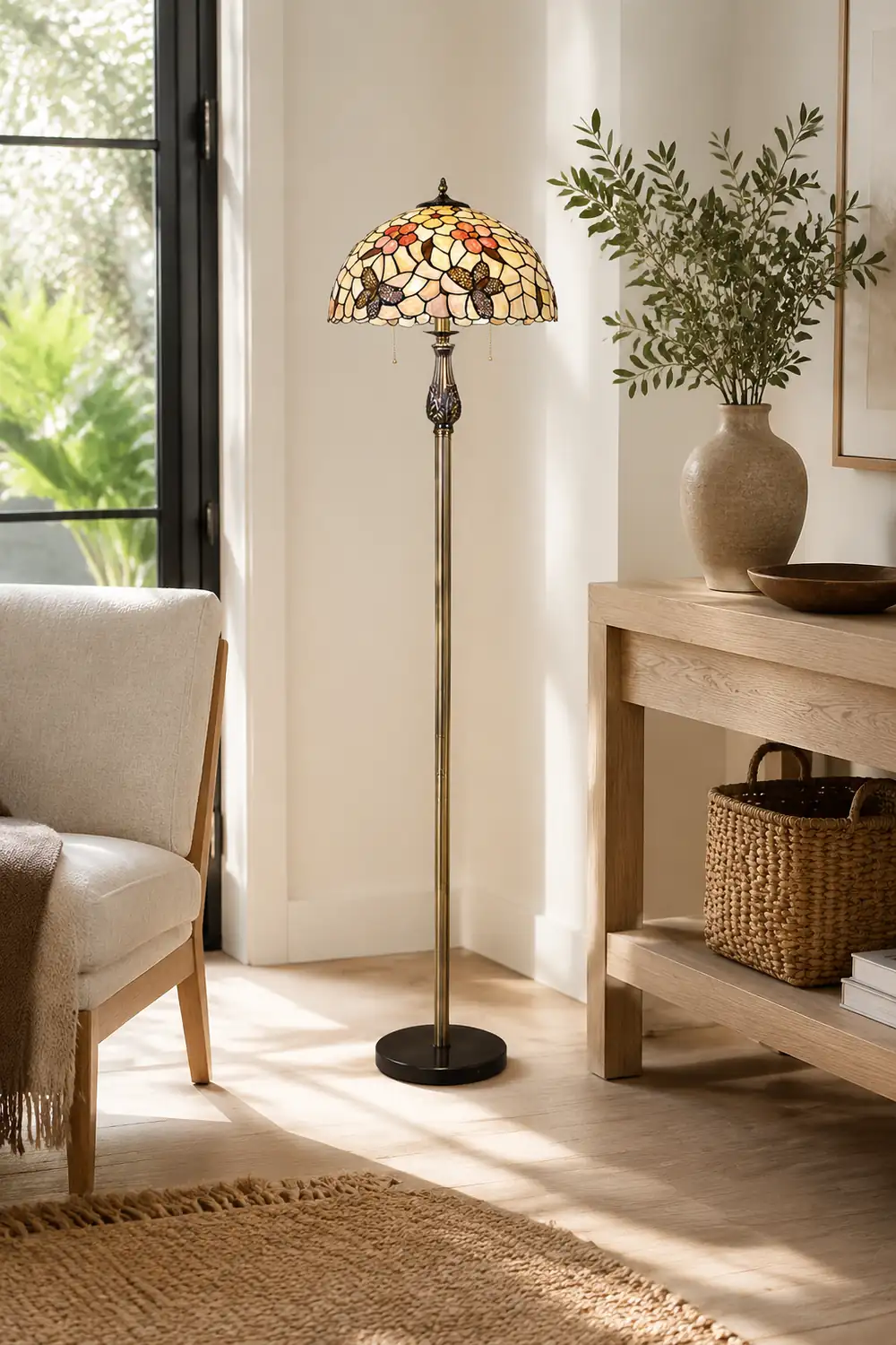 Alessio Vintage Butterfly Flower Metal Floor Lamp, Colorful - Lumpaz