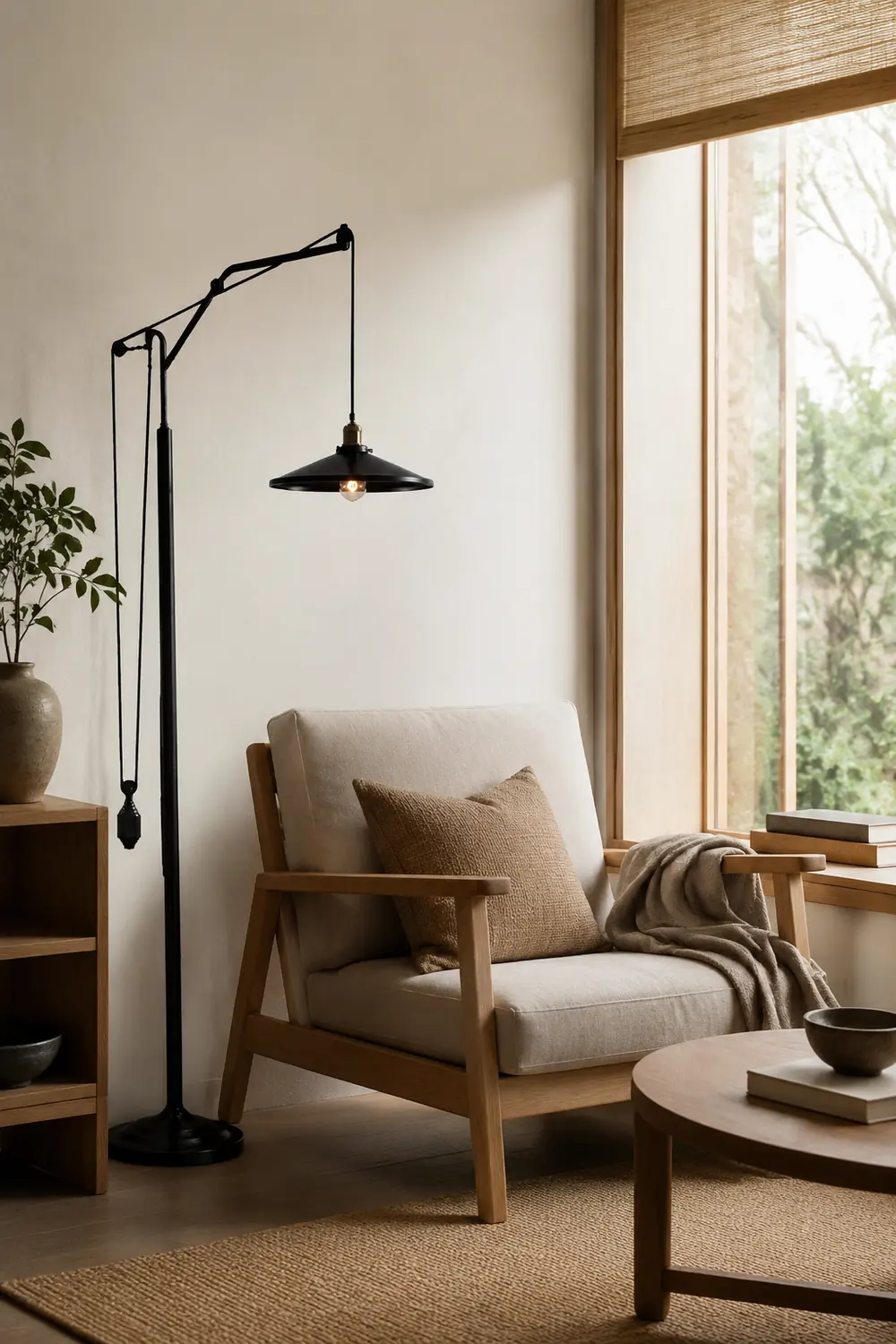Alessio Modern Flared Shade Metal Floor Lamp, Black - Lumpaz