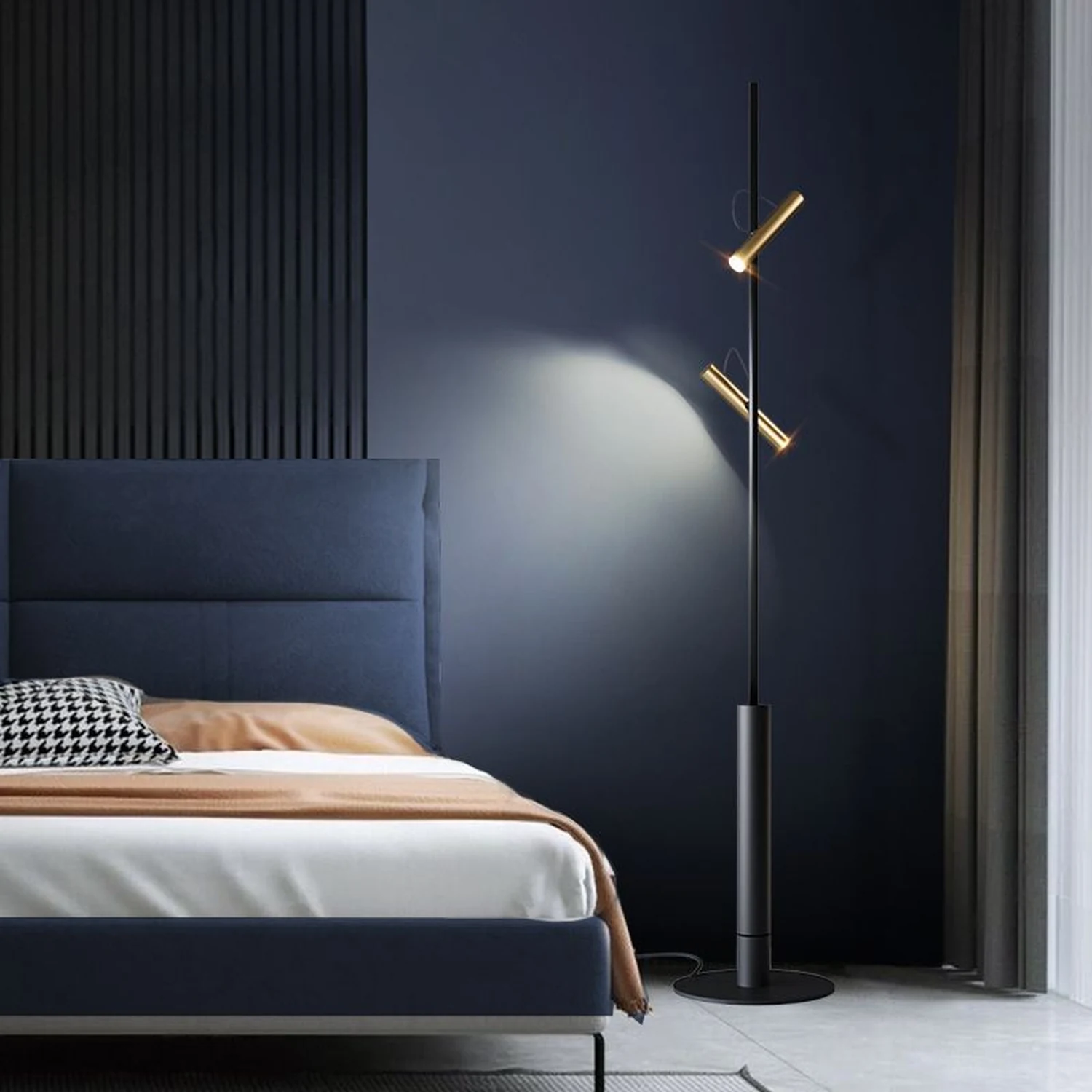 Freja Modern Linear double head Metal Silica Gel Floor Lamp - Lumpaz