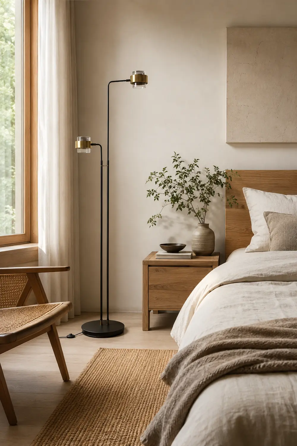 Salgado Modern Double Head Metal Glass Floor Lamp, Black - Lumpaz