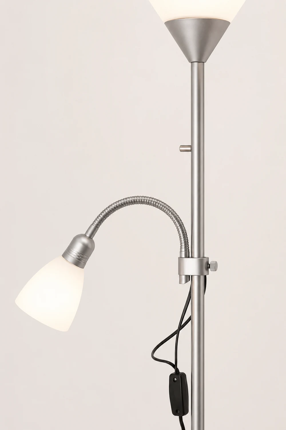 Eryn Modern Double Head Metal Acrylic Floor Lamp, Silver - Lumpaz