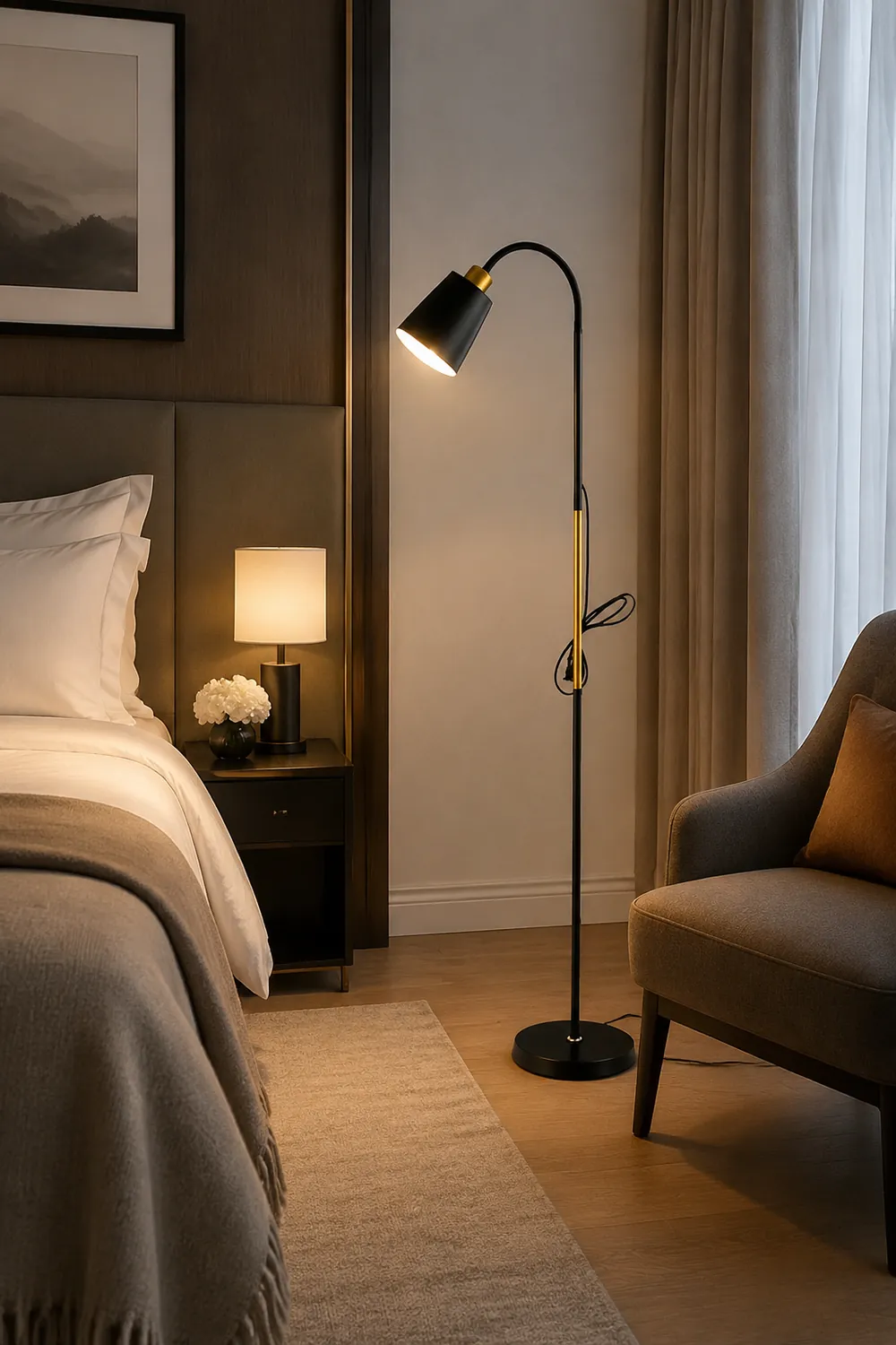 Morandi Modern Simple Floor Lamp, Metal, Black/White - Lumpaz