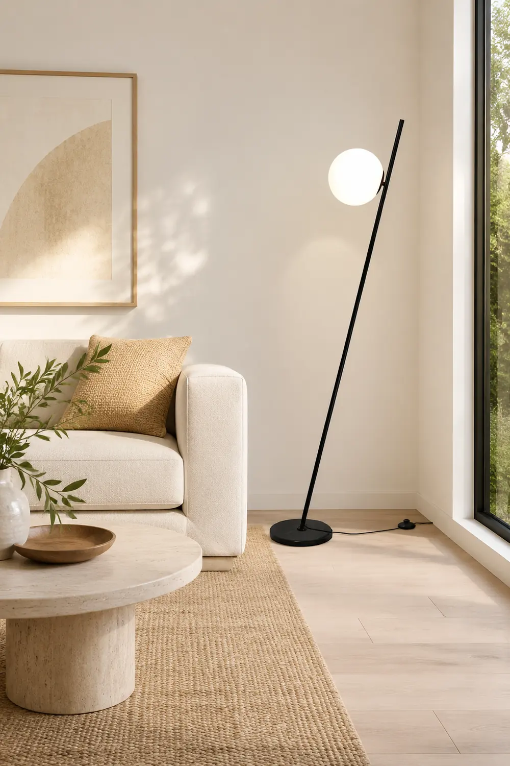 Valentina Minimalistic Black Orb Linear Floor Lamp, Living room - Lumpaz