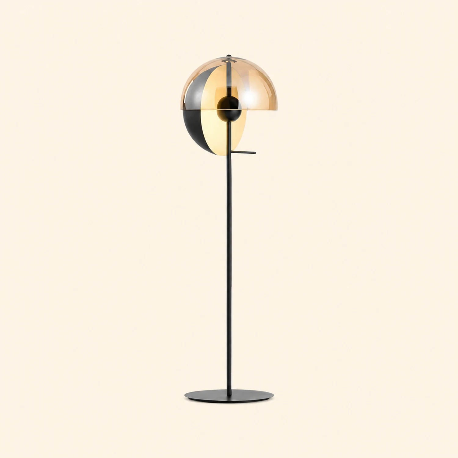 Salgado Modern Geometric Metal Glass Floor Lamp, Black/Amber - Lumpaz