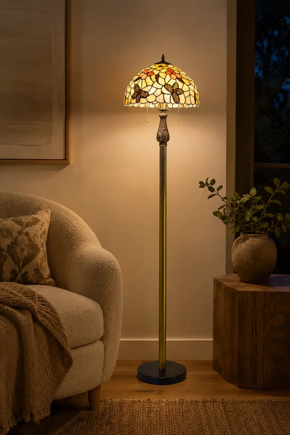 Alessio Vintage Butterfly Flower Metal Floor Lamp, Colorful - Lumpaz