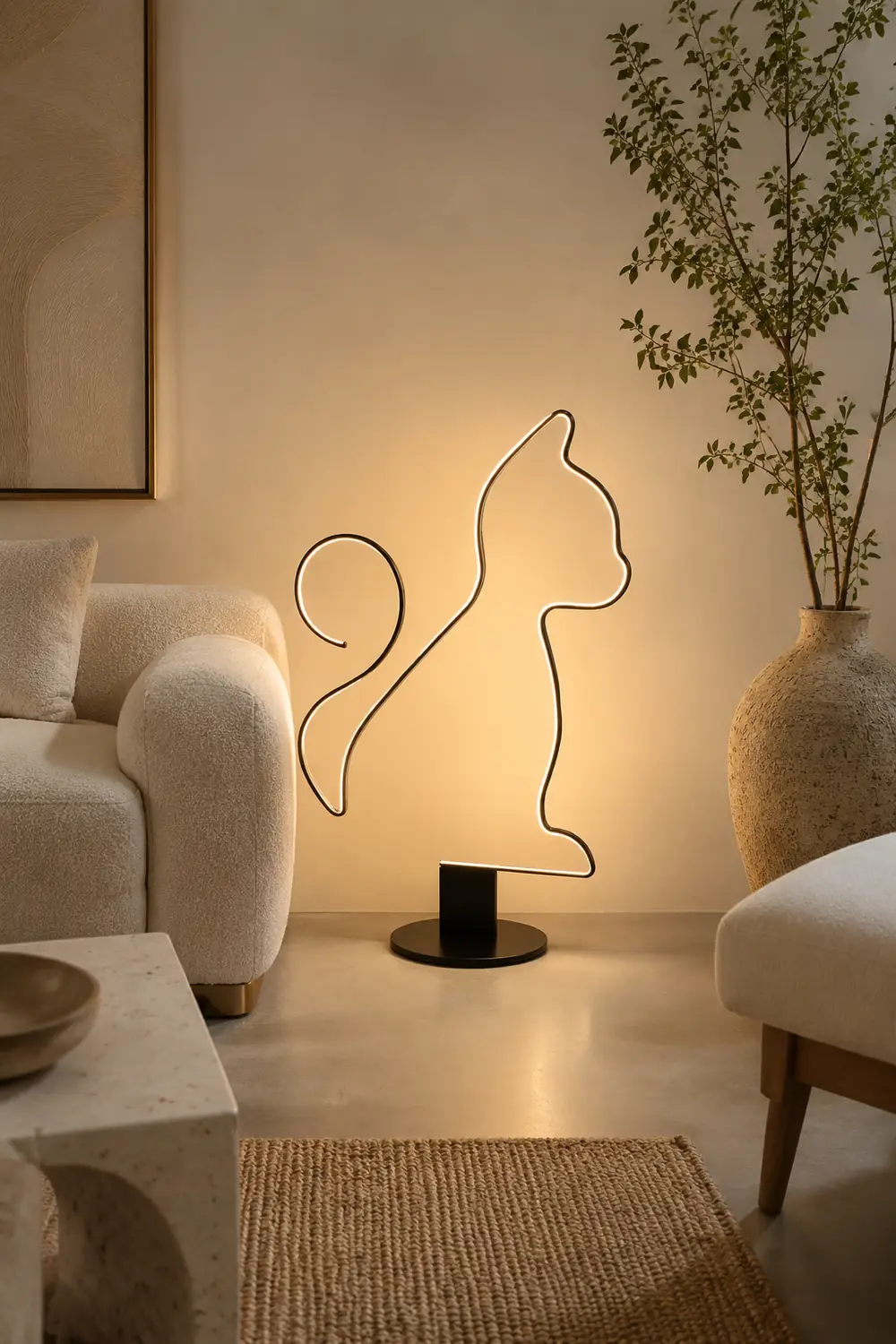Edge Modern Cat/Dog  Linear Metal Acrylic Floor Lamp - Lumpaz