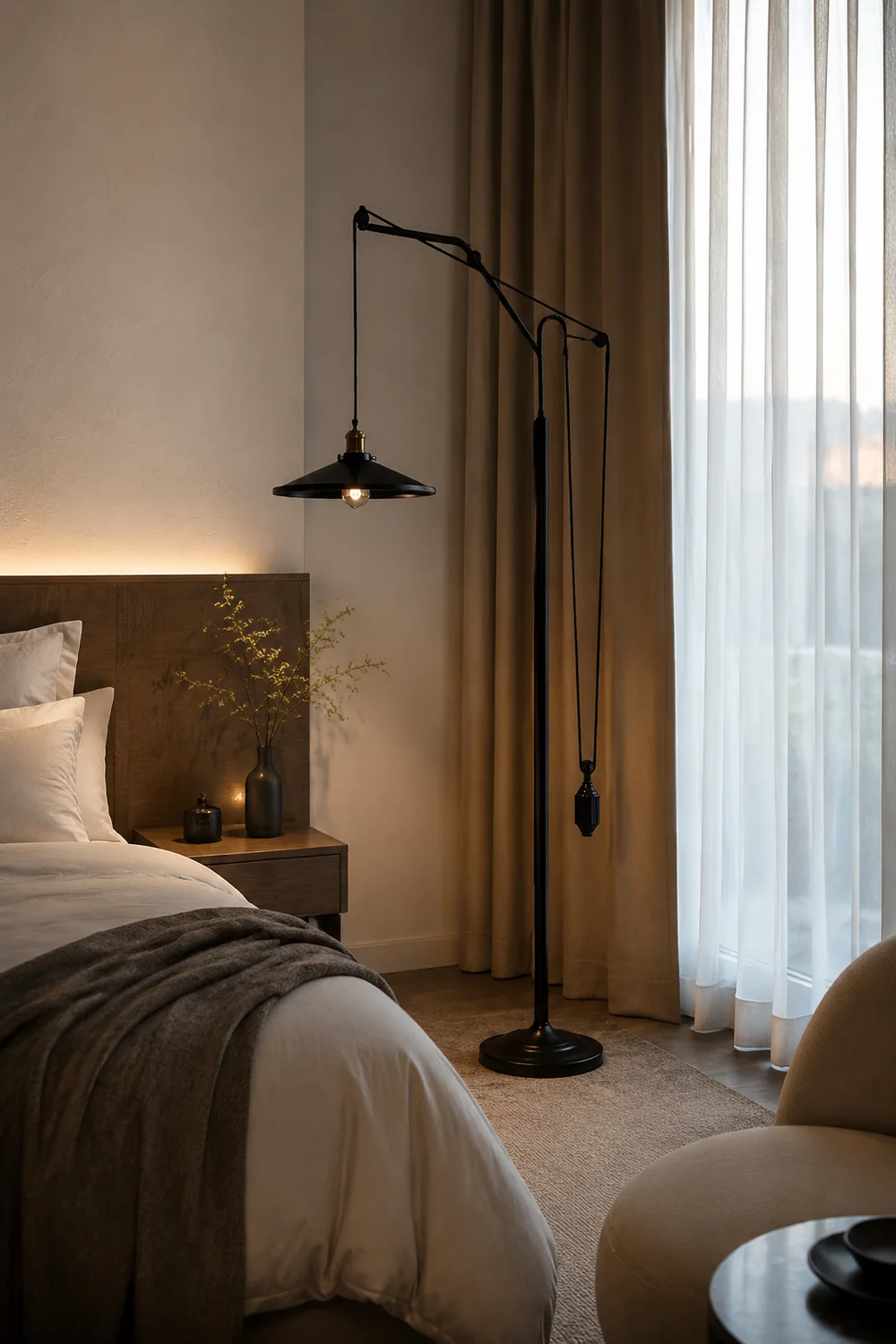 Alessio Modern Flared Shade Metal Floor Lamp, Black - Lumpaz