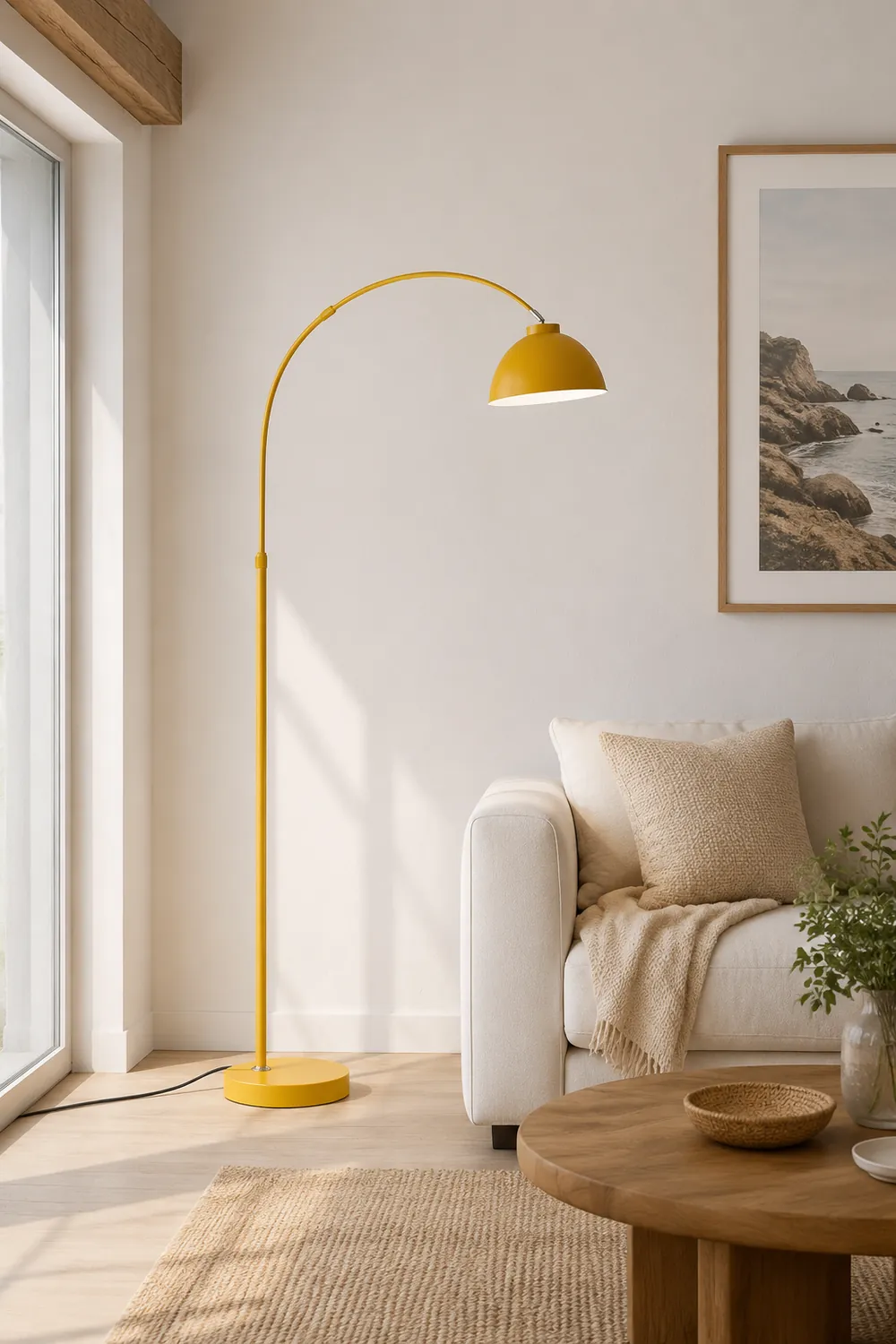 Morandi Modern Arc Metal Floor Lamp, Black/Red/Yellow - Lumpaz