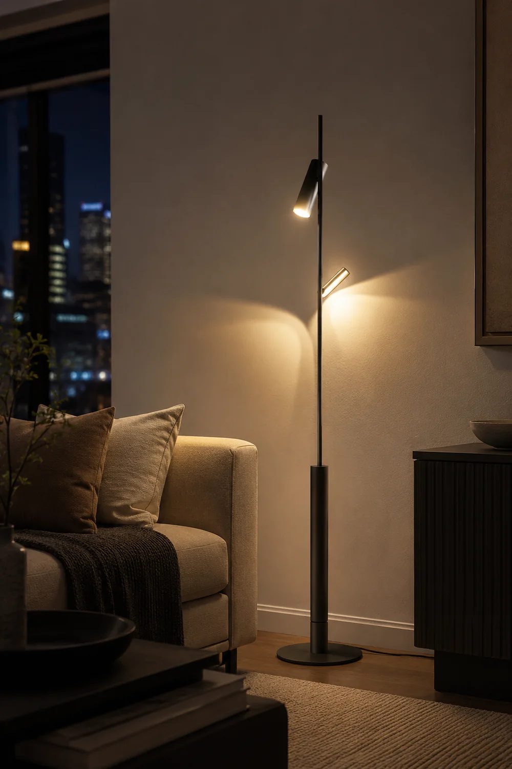 Freja Modern Linear double head Metal Silica Gel Floor Lamp - Lumpaz