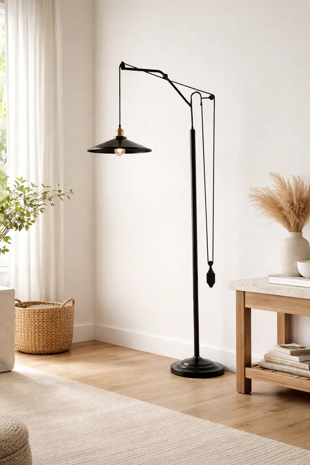 Alessio Modern Flared Shade Metal Floor Lamp, Black - Lumpaz