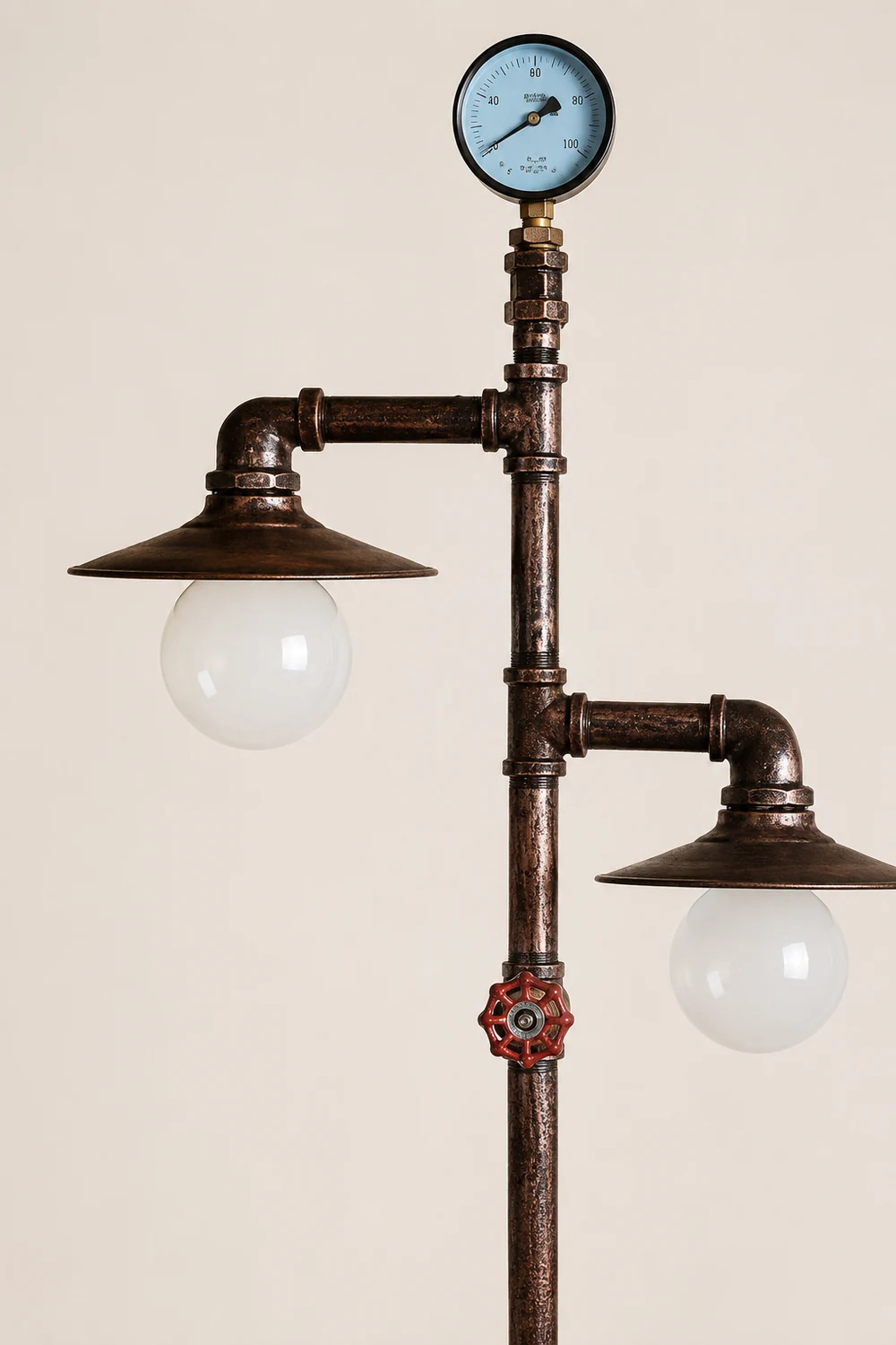 Alessio Retro Multi Head Antique Piped Metal Floor Lamp, Bronze - Lumpaz
