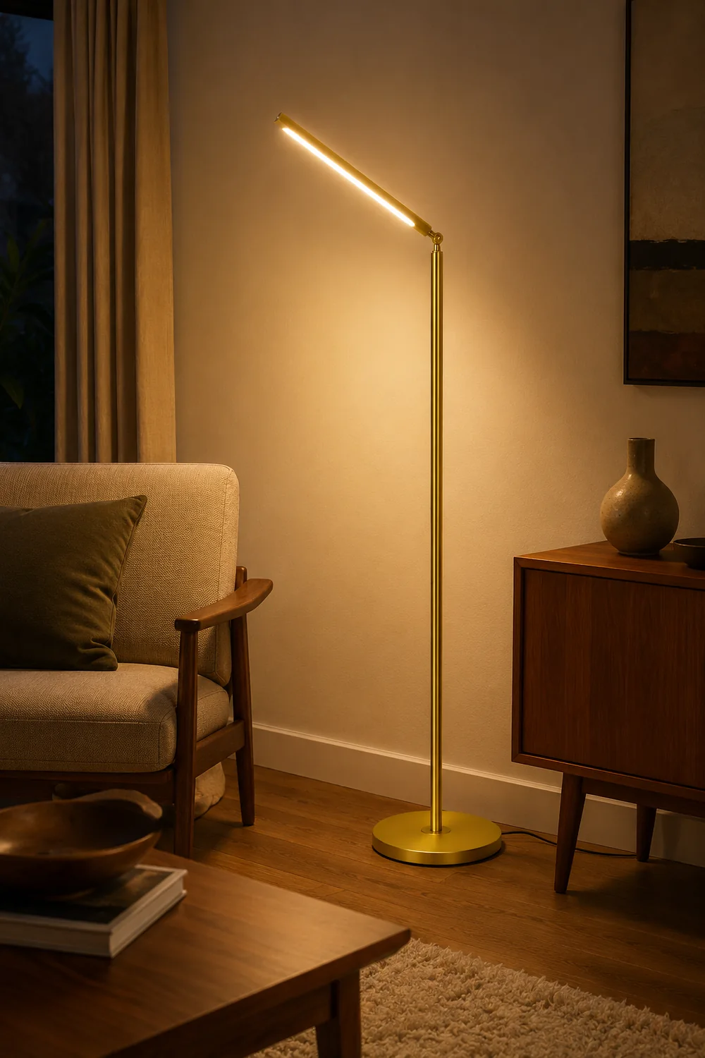 Edge Modern Linear Metal Acrylic Floor Lamp,Gold - Lumpaz