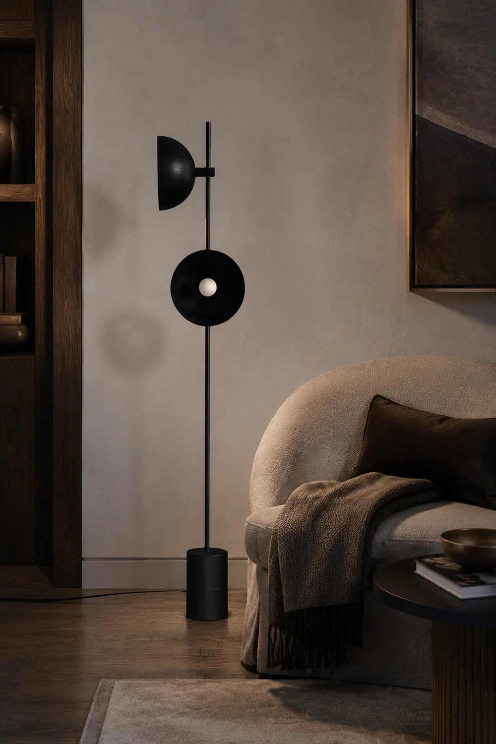 Salgado Modern Dome 2 lights Metal Floor Lamp,Black - Lumpaz